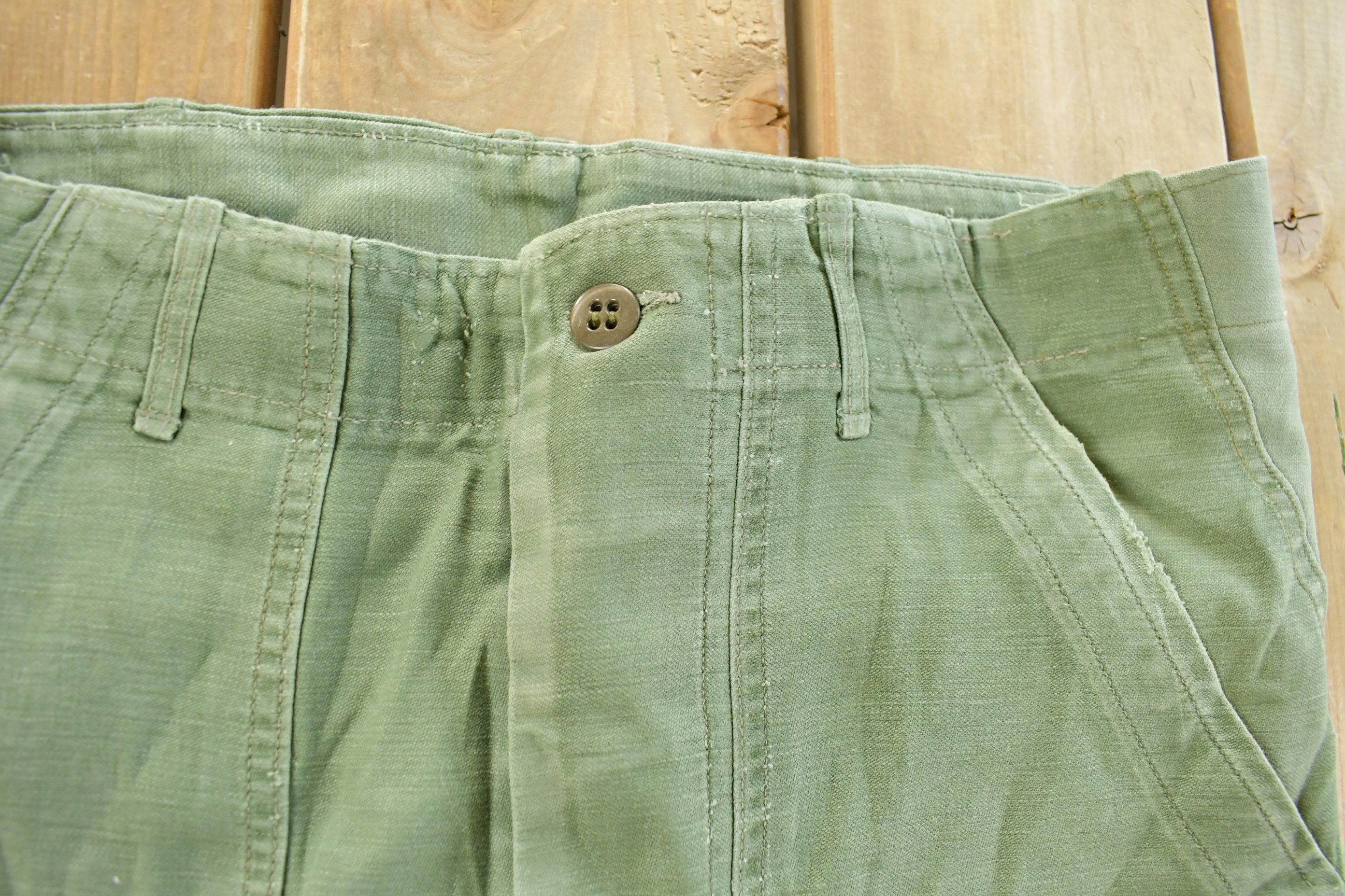 Vintage 1960s Military OG-107 Starched Sateen Fatigue Pants Men's 32 x 31 - Image 4