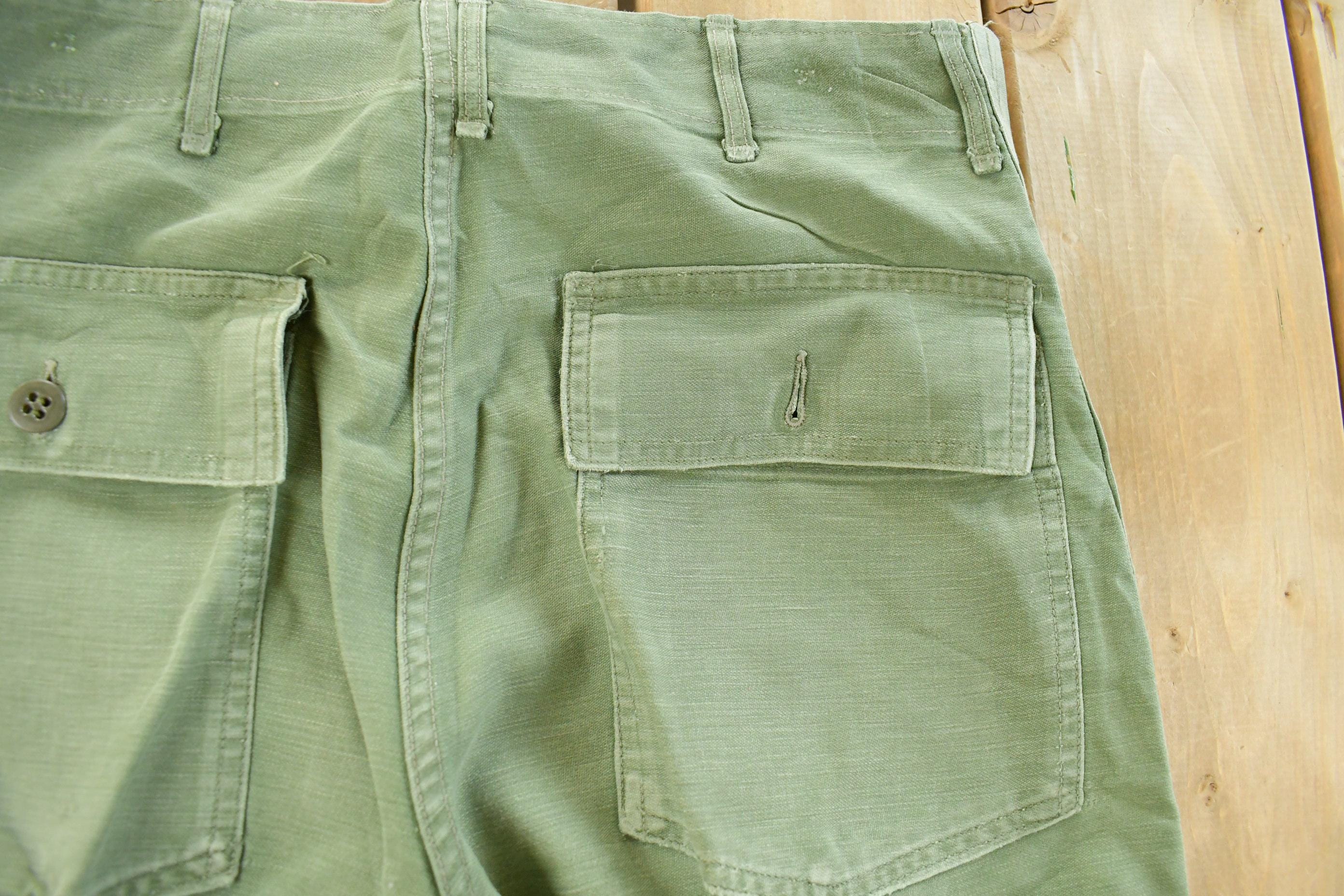 Vintage 1960s Military OG-107 Starched Sateen Fatigue Pants Men's 32 x 31 - Image 7