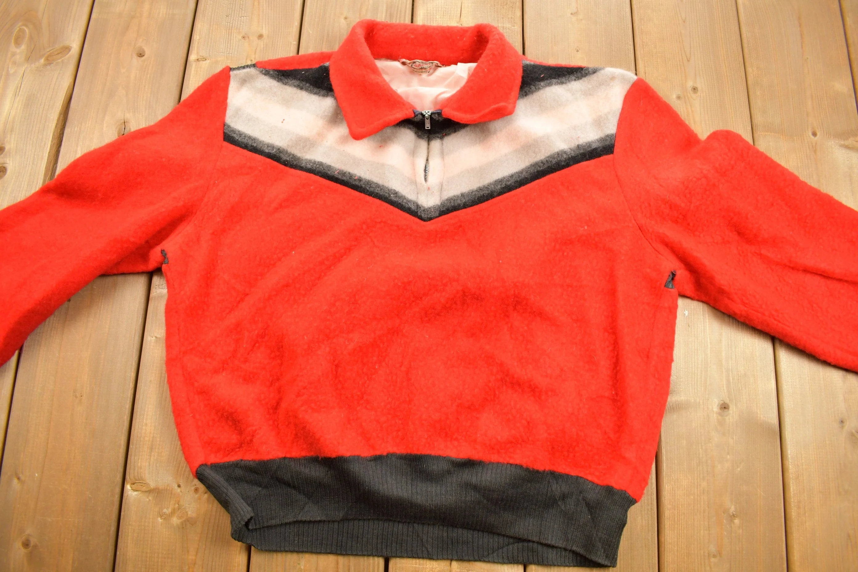 Vintage 1960s Montgomery Ward Quarter Zip Sweater - Image 3
