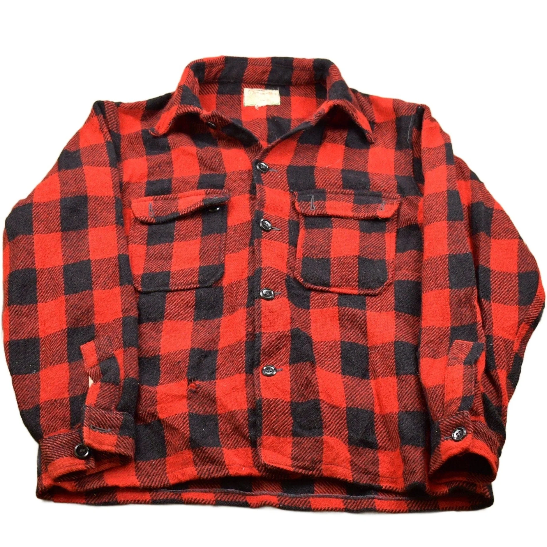 Vintage 1960s Outdoor World Plaid Flannel Button Up Shirt Men's M