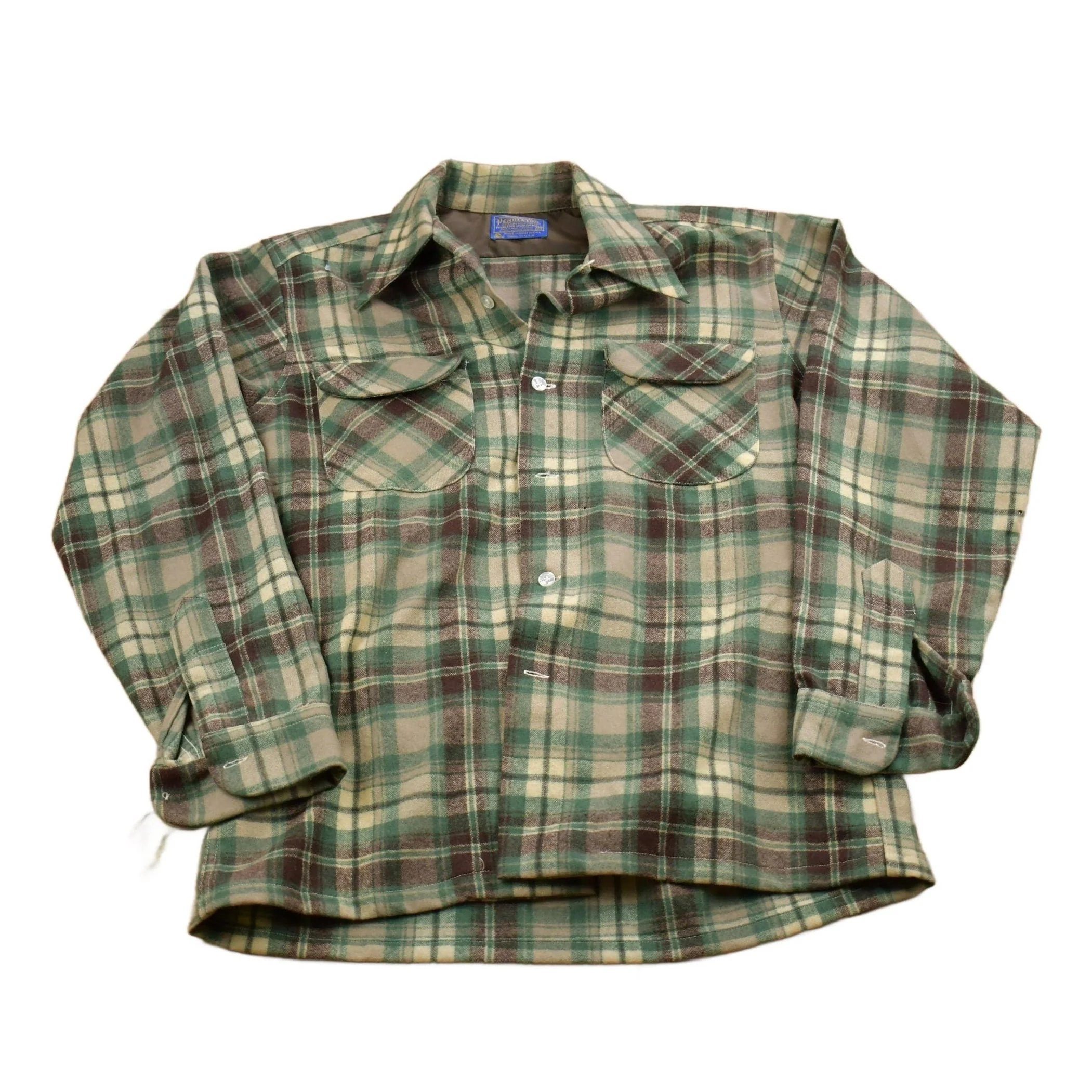 Vintage 1960s Pendleton 100% Wool Button Up Shirt Men's Medium