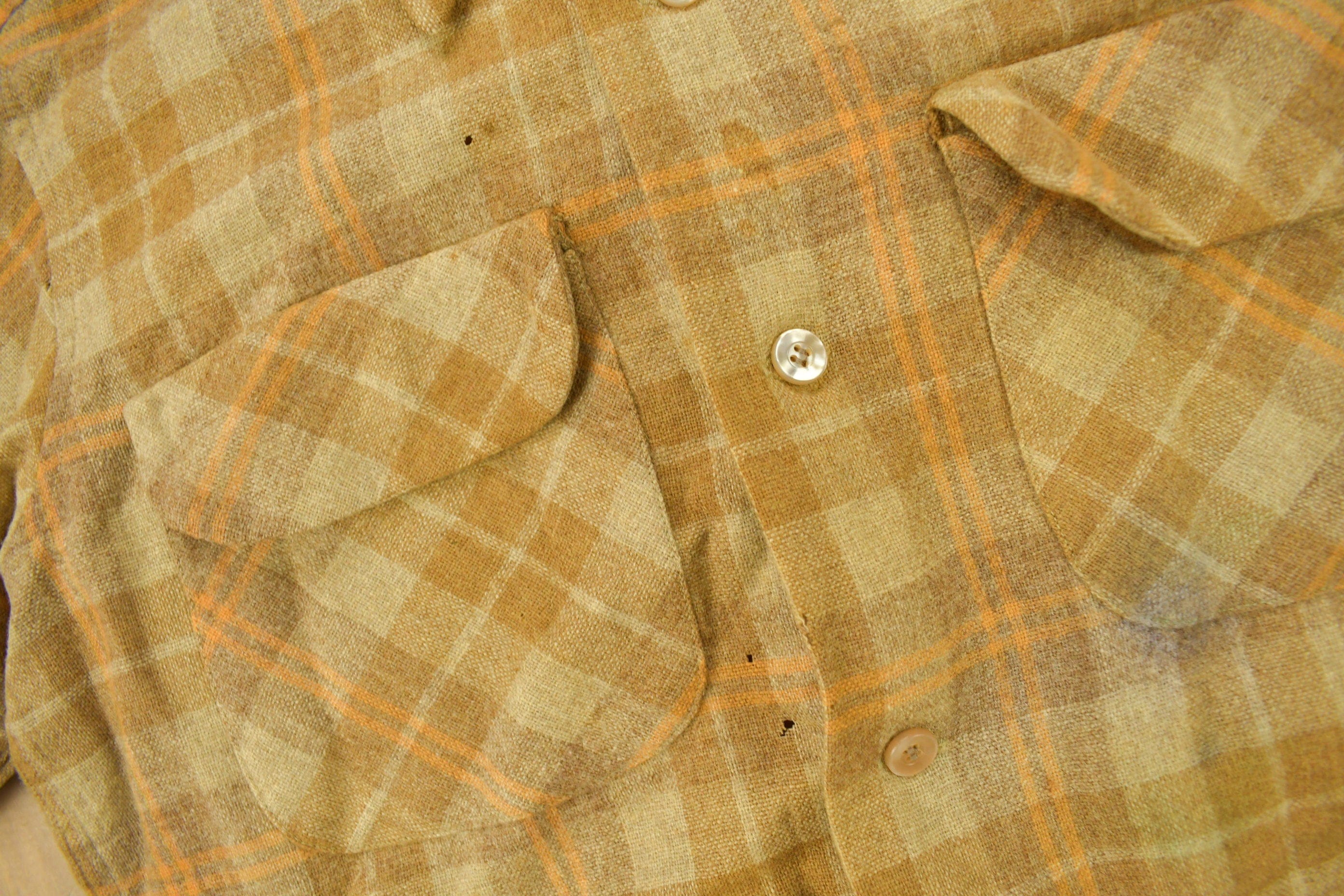 Vintage 1960s Pendleton Plaid Button Up Board Shirt Men's S - Image 4