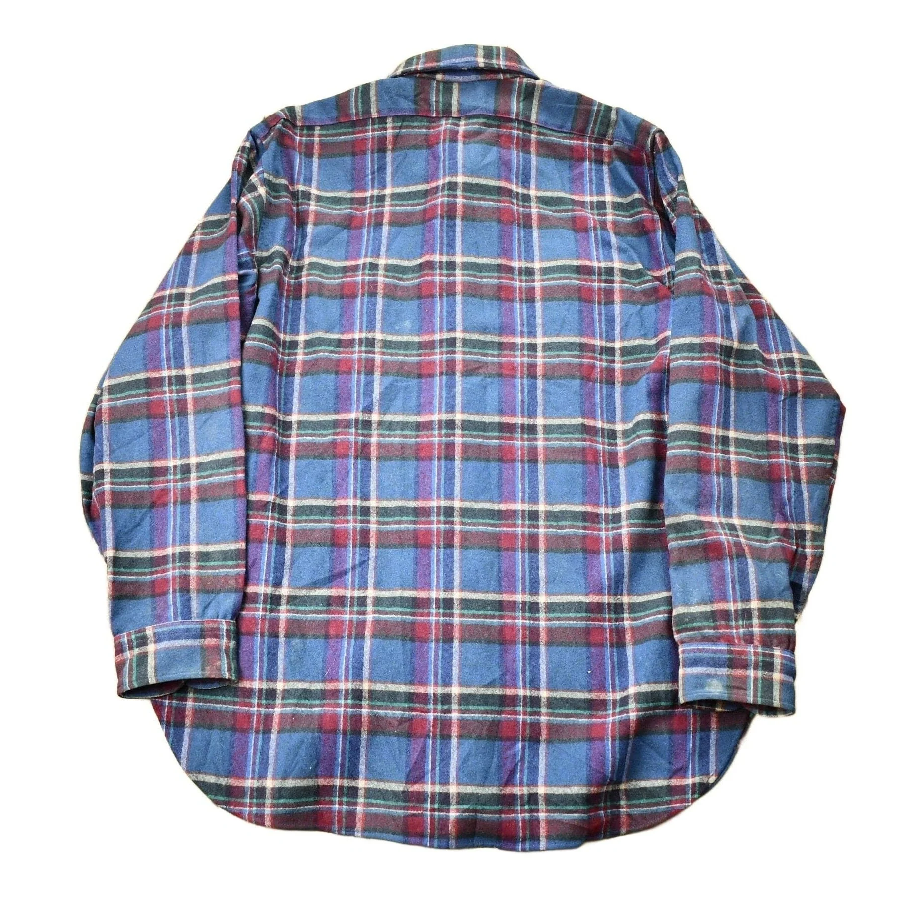 Vintage 1960s Pendleton Plaid Flannel Button Up Shirt Men's Large - Image 2