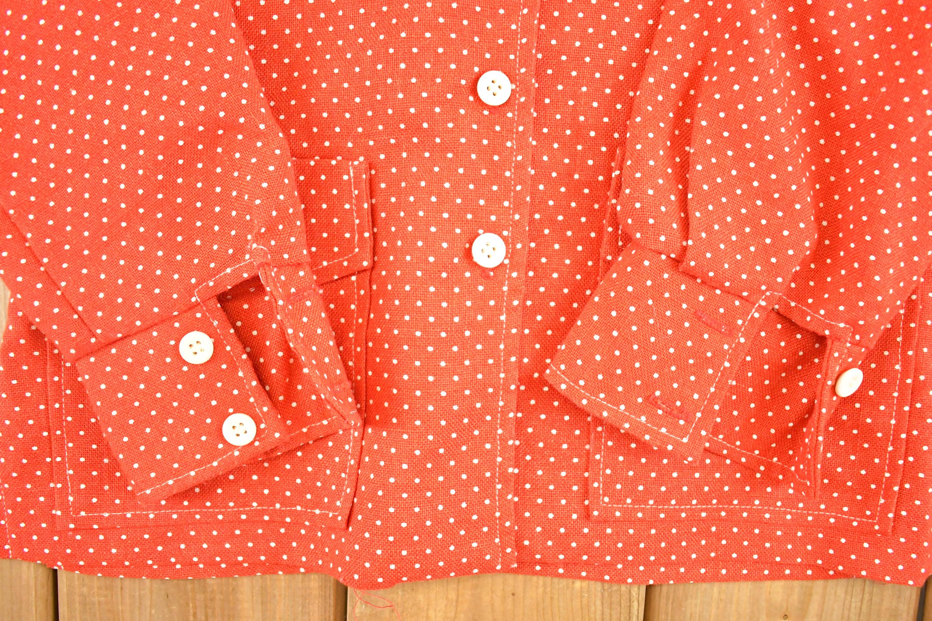 Vintage 1960s Polka Dot Button Up Shirt Men's S - Image 3