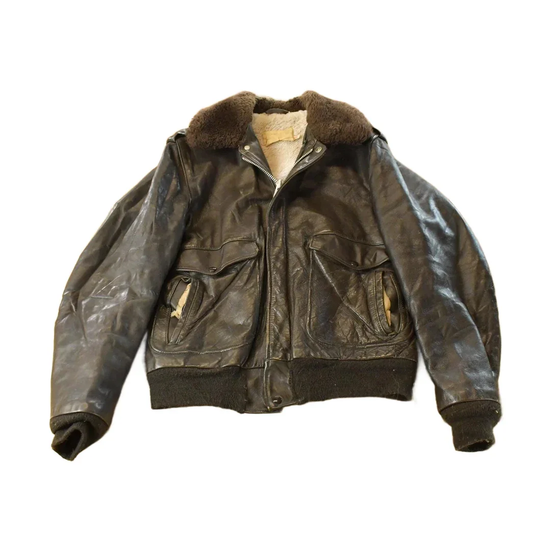 Vintage 1960s Schott IS-674-MS Brown Leather Flight Jacket Men's Medium