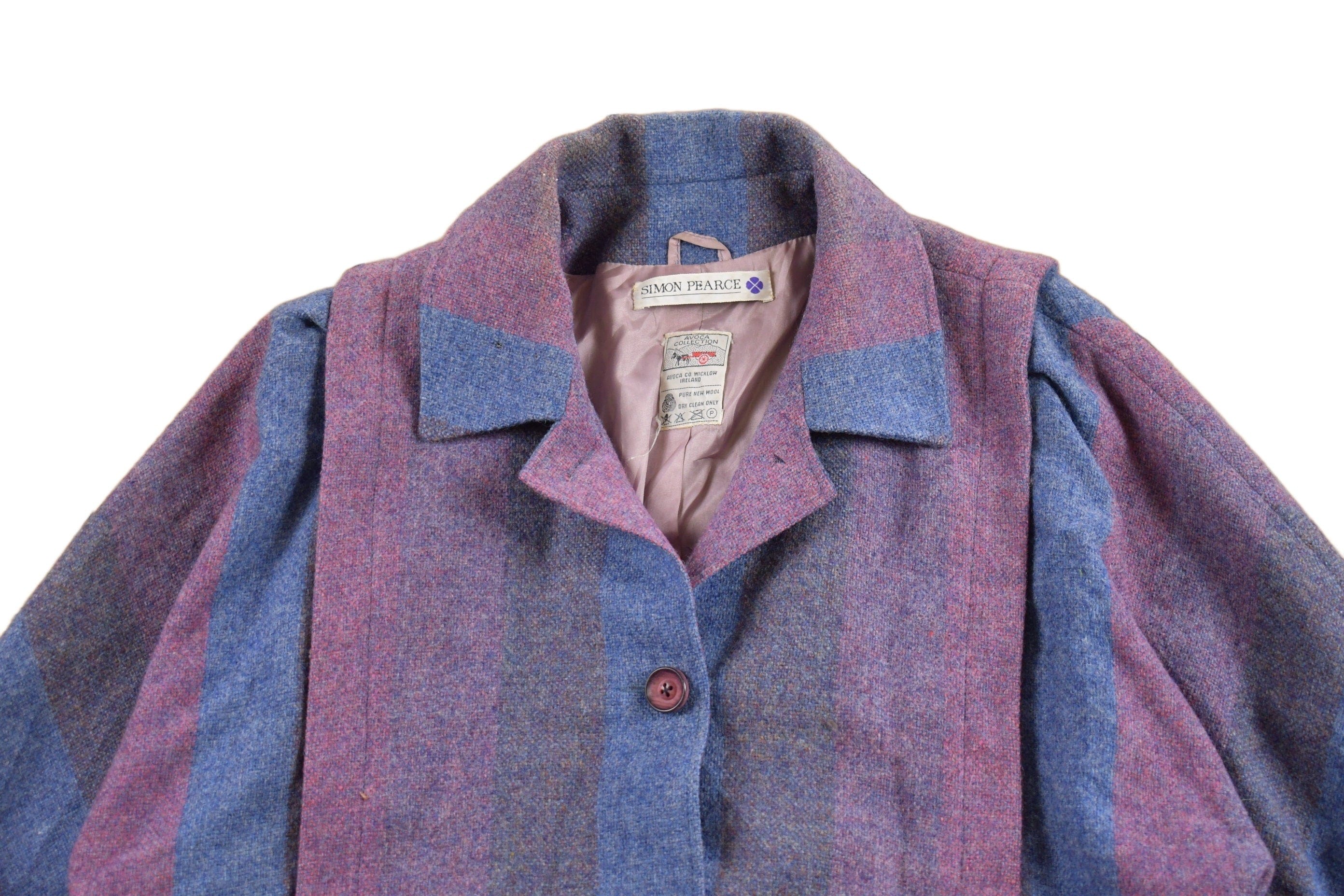 Vintage 1960s Simon Pearce Striped Wool Jacket Button Up Men's Small - Image 3
