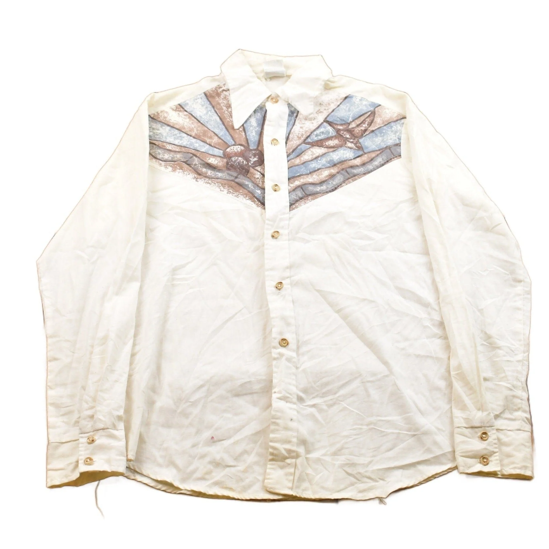 Vintage 1960s Stained Glass Button Up Shirt Men's Large