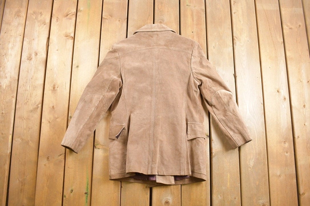 Vintage 1960s Suede Leather Long Coat Men's Small - Image 3