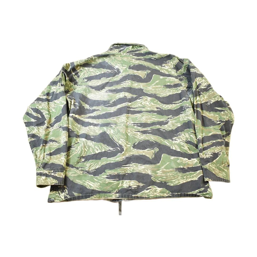 Vintage 1960s Tigercamo Stripe Military Camouflage Button Up Jacket Men's Large - Image 2