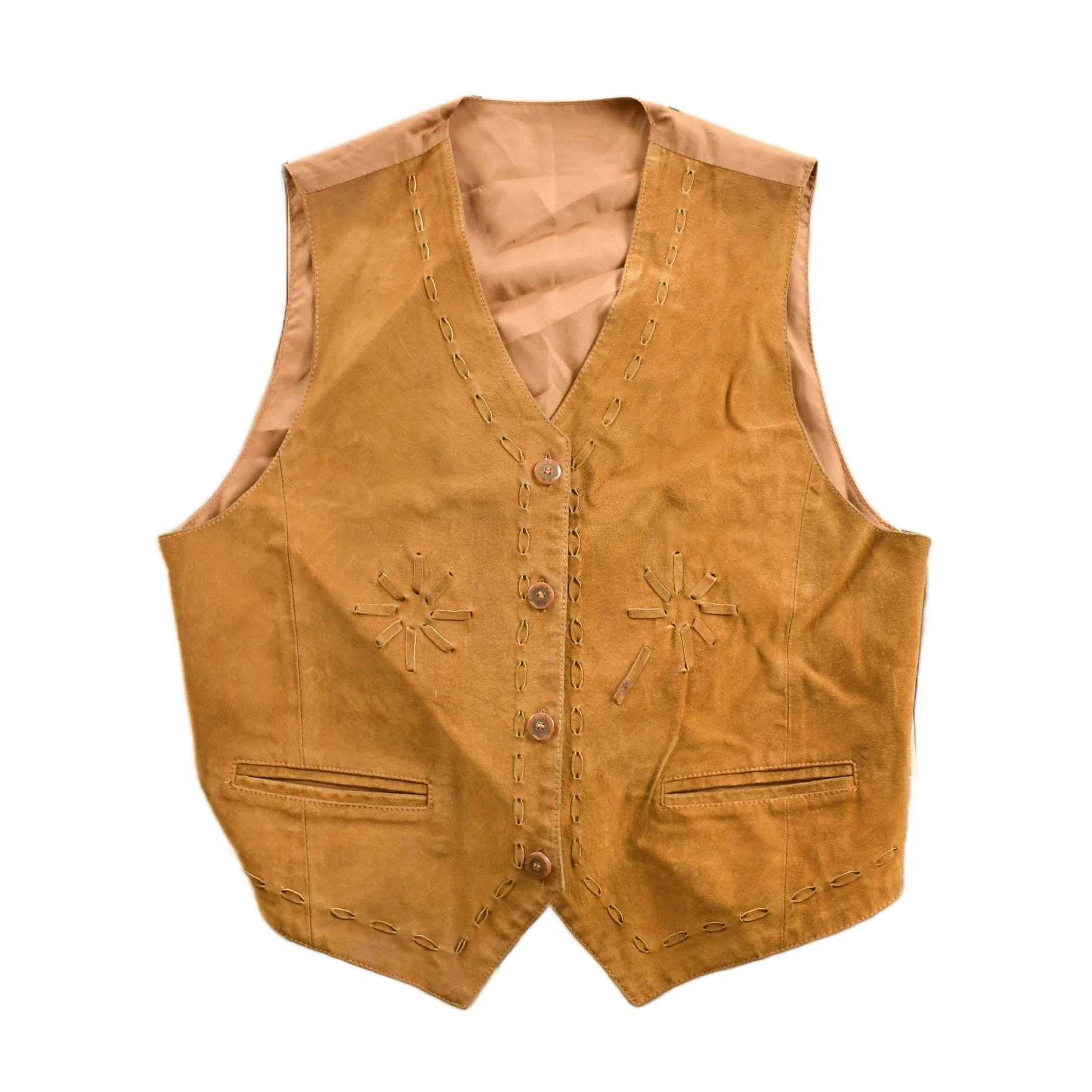 Vintage 1960s Timberwolf Suede Leather Western Vest Women's M