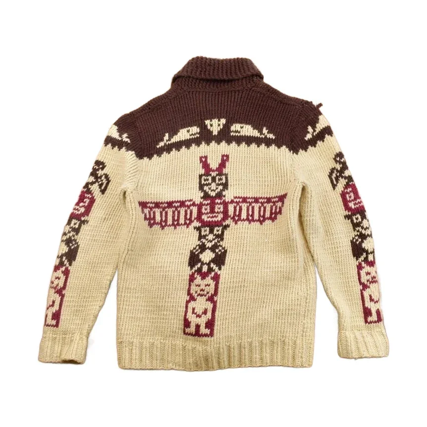 Vintage 1960s Totem Pole Cowichan Knit Cardigan Sweater Men's Large - Image 2