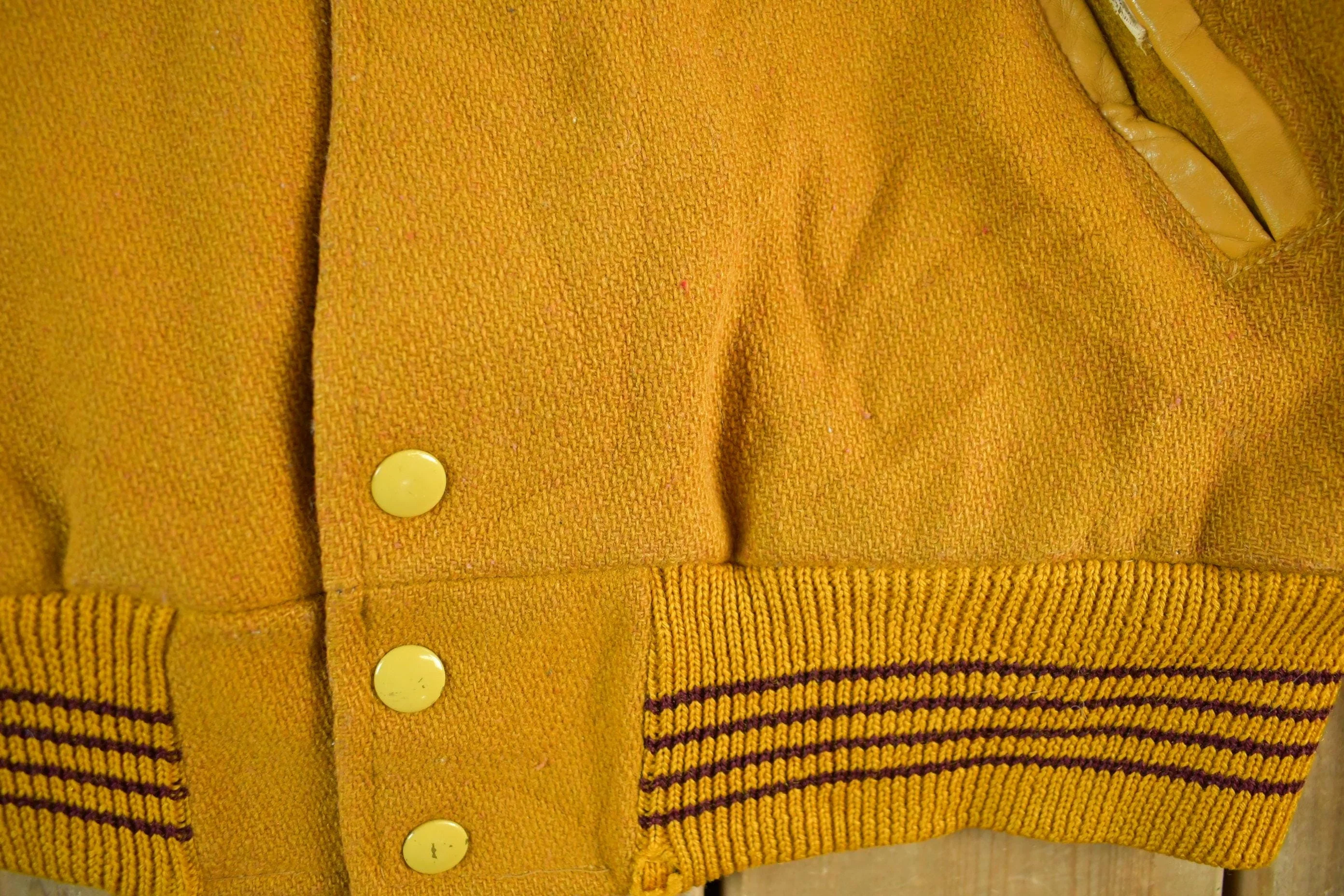 Vintage 1960s Wool Leather Varsity Jacket Men's Medium - Image 4