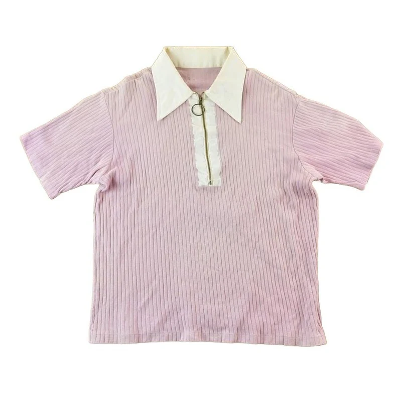 Vintage 1960s Zippered Polo Shirt Men's Small