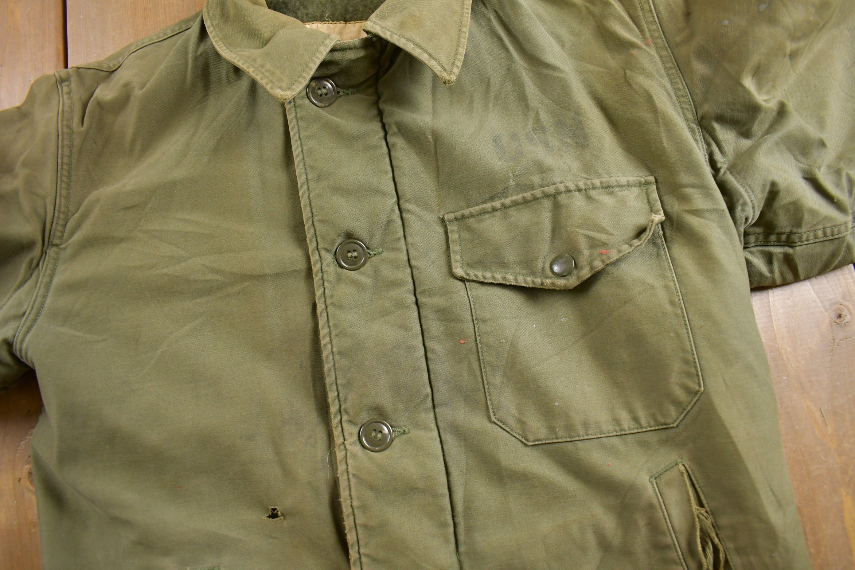 Vintage 1962 N Navy Deck Jacket Men's Medium - Image 3