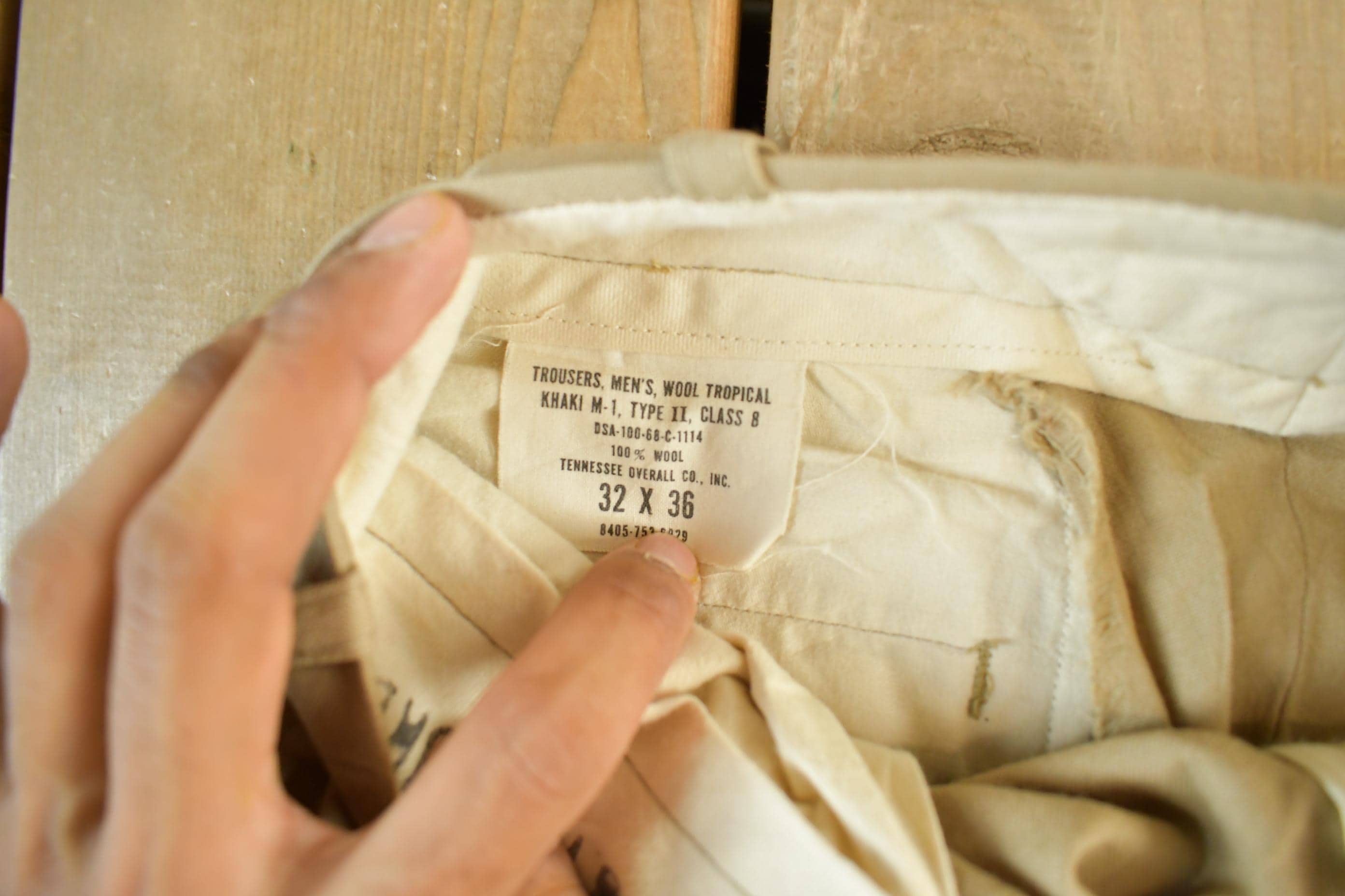 Vintage 1968 Army Tropical Wool Khaki Pants Men's Small 30 x 31 - Image 4