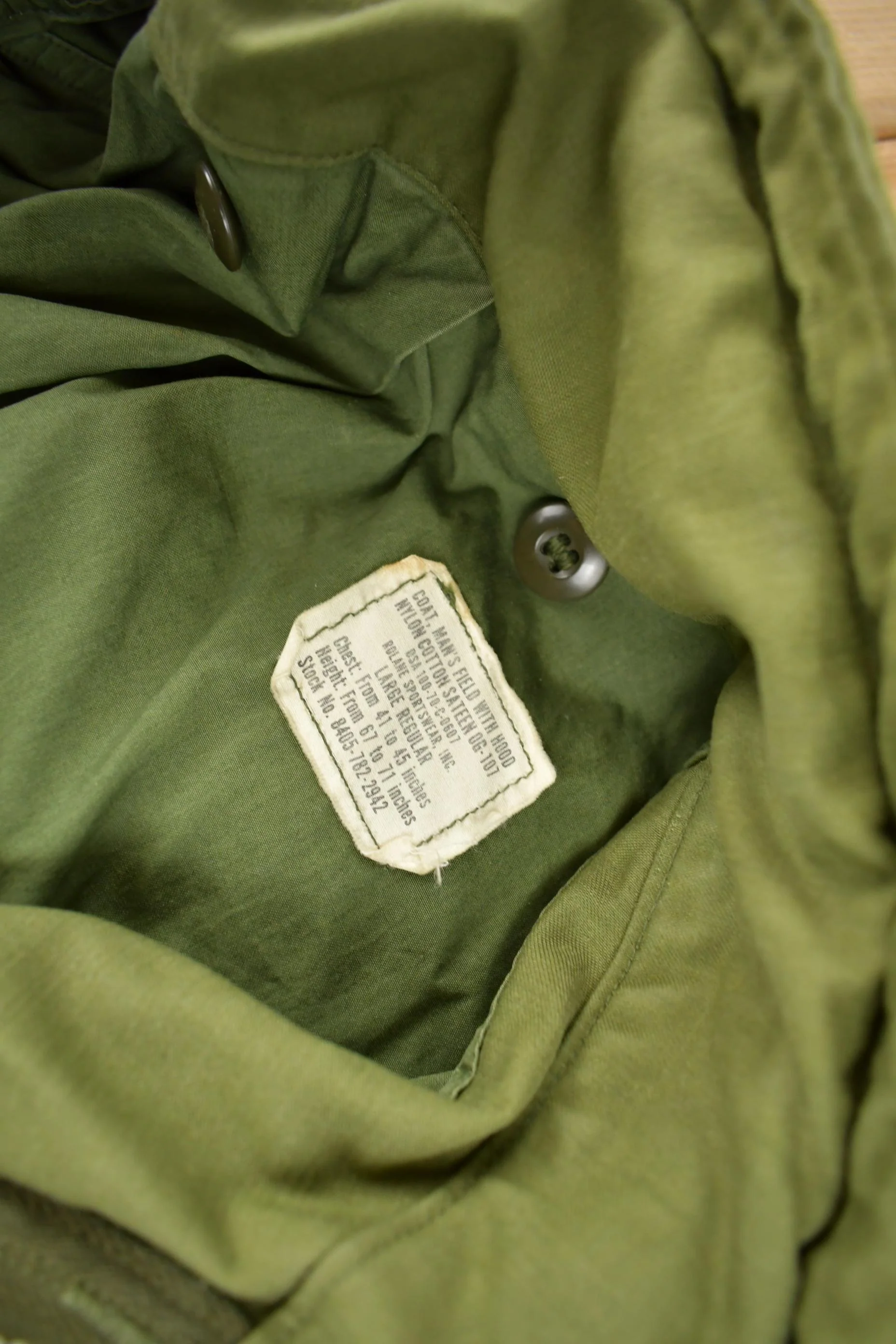 Vintage 1970 OG-107 Military Mans Field Coat With Hood - Image 6
