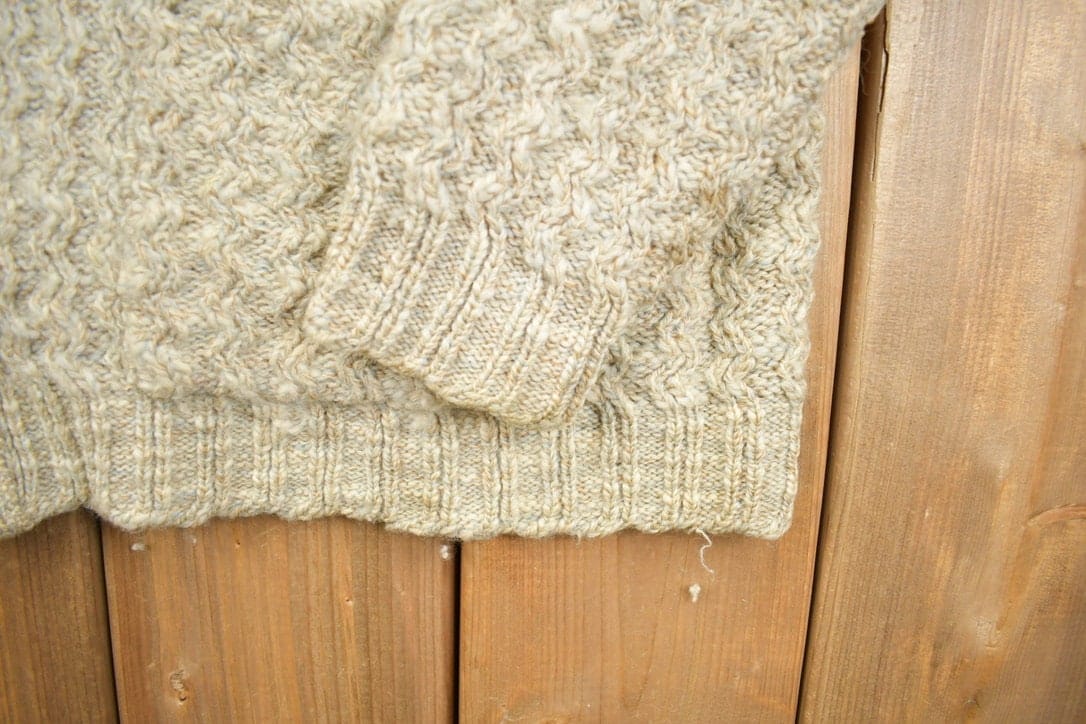 Vintage 1970s 100% Wool Tundra Knit Shawl Collar Cardigan Sweater Men's Large - Image 4