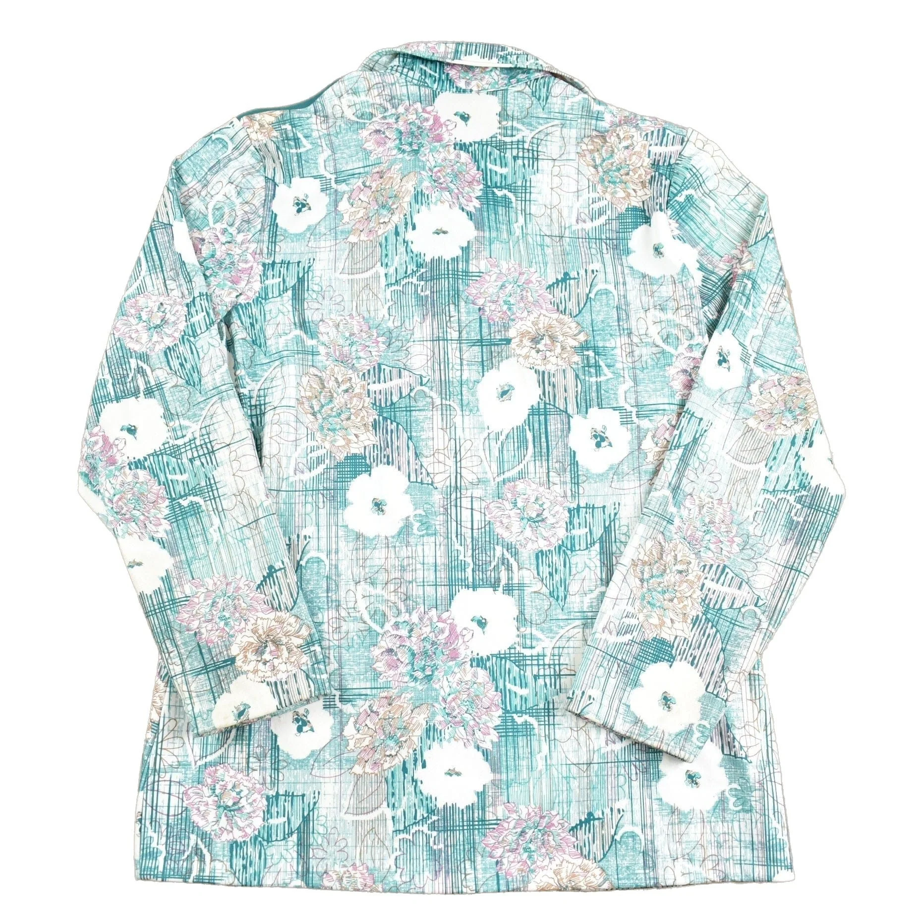 Vintage 1970s Abstract Floral Western Button Up Shirt Men's Large - Image 2
