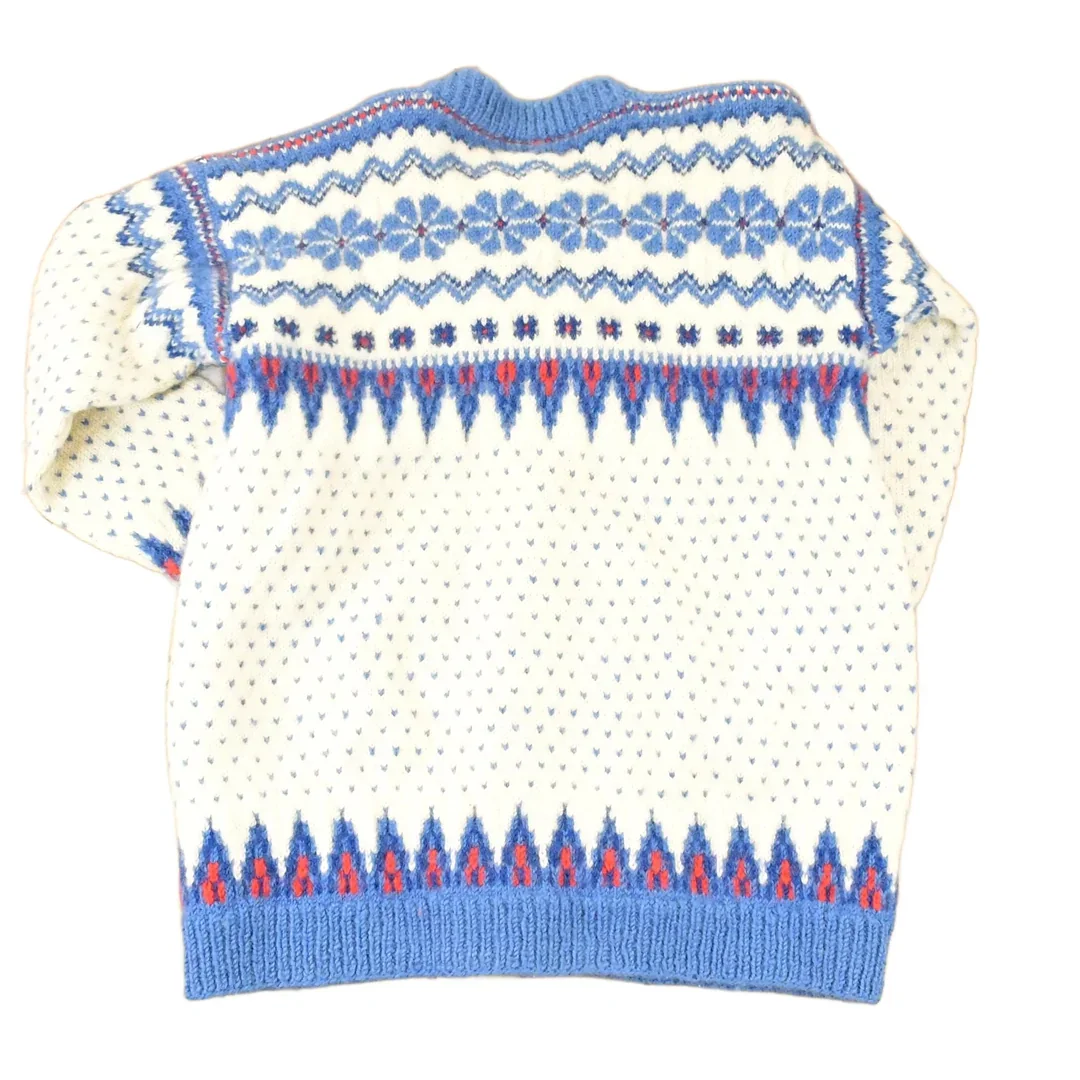 Vintage 1970's Abstract Snowflake Wool Knit Cardigan Sweater Women's S - Image 2
