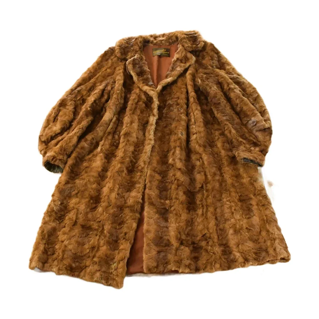 Vintage 1970s Albrecht Furs Full Length Brown Mink Fur Coat Adult M Men's Medium