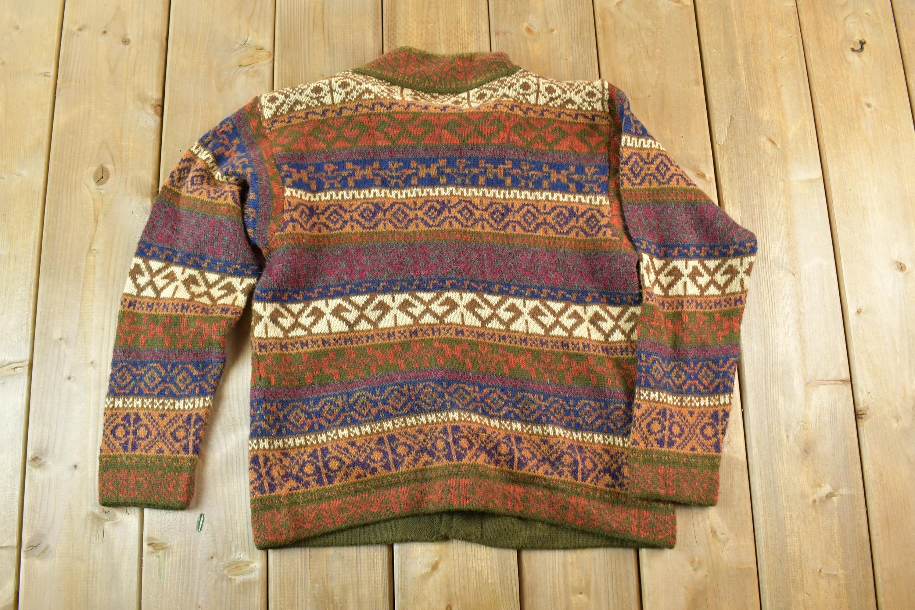 Vintage 1970s Baby Alpaca 100% Wool Knit Sweater Mens M - Image 3