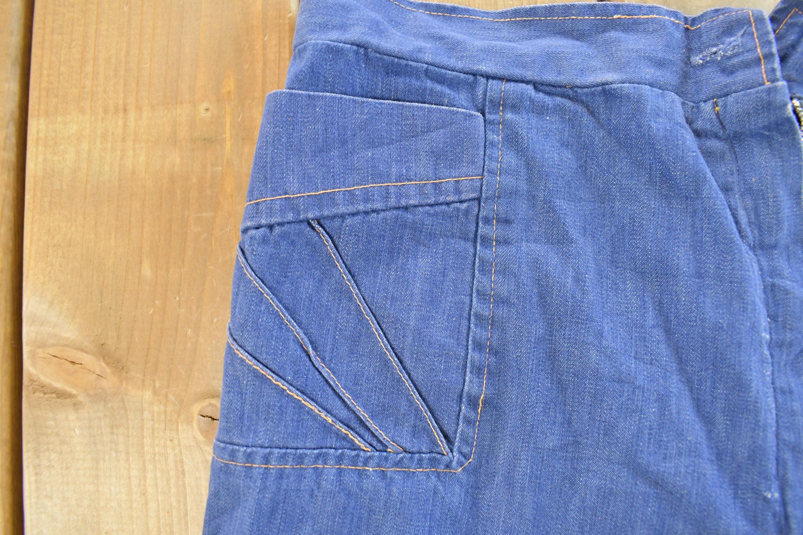 Vintage 1970s Bell Bottom Baggy Denim Jeans Men's 33 x 30 - Image 4