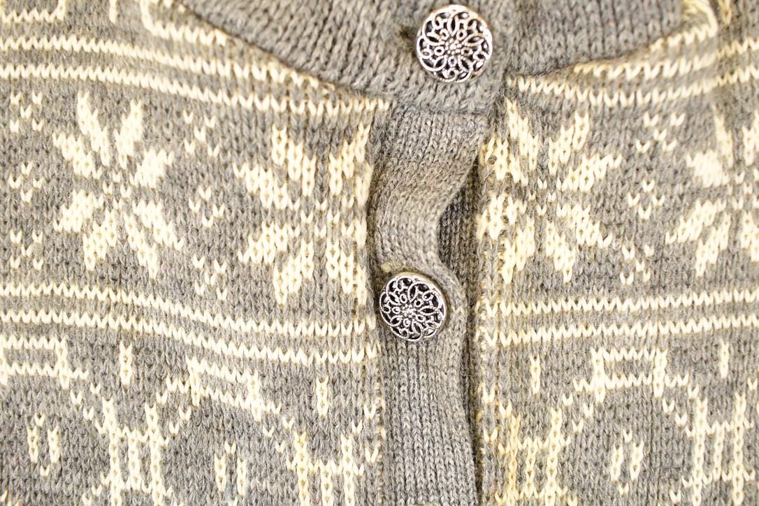 Vintage 1970's Bemidji Abstract Snowflake Wool Knit Cardigan Sweater Men's S - Image 3