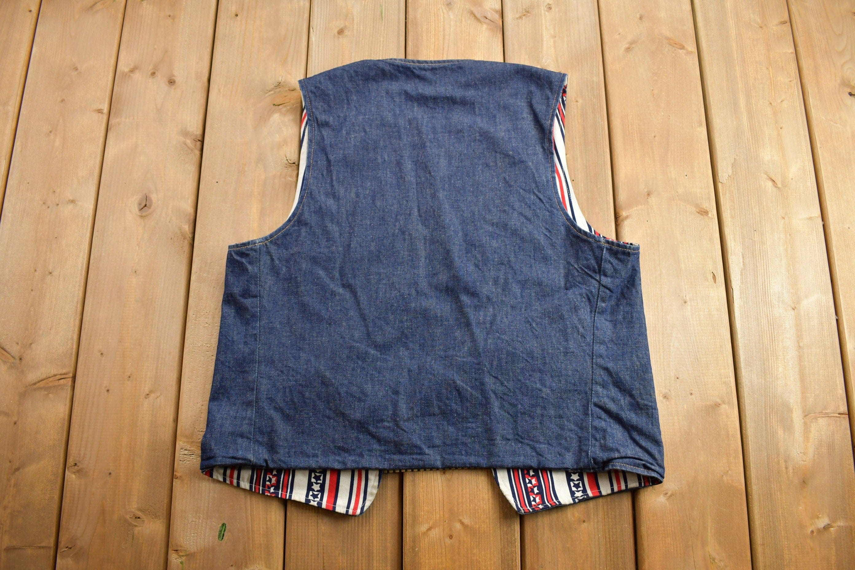 Vintage 1970s Big E Levis Reversible Denim Jean Jacket Vest Men's Small - Image 3