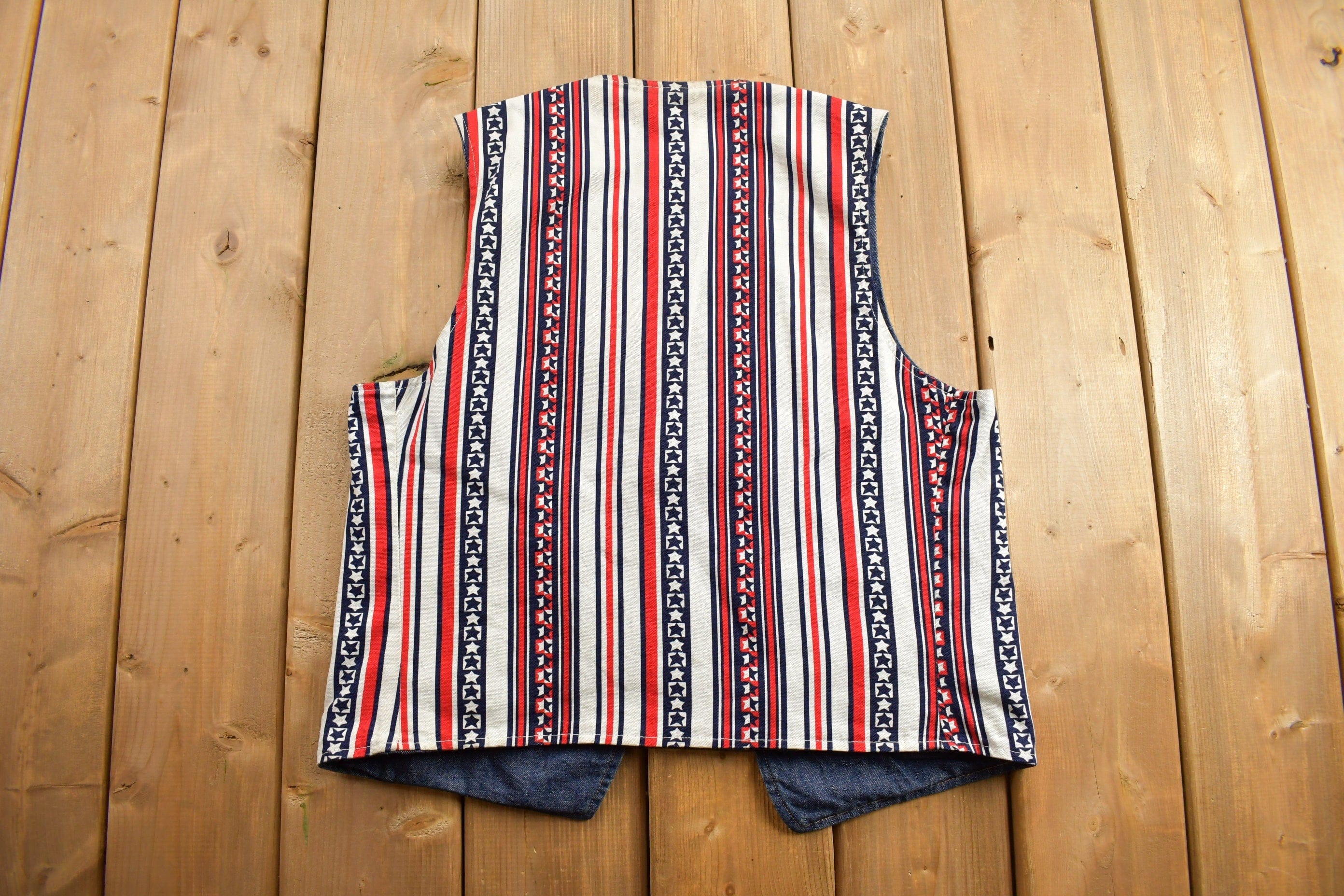Vintage 1970s Big E Levis Reversible Denim Jean Jacket Vest Men's Small - Image 4