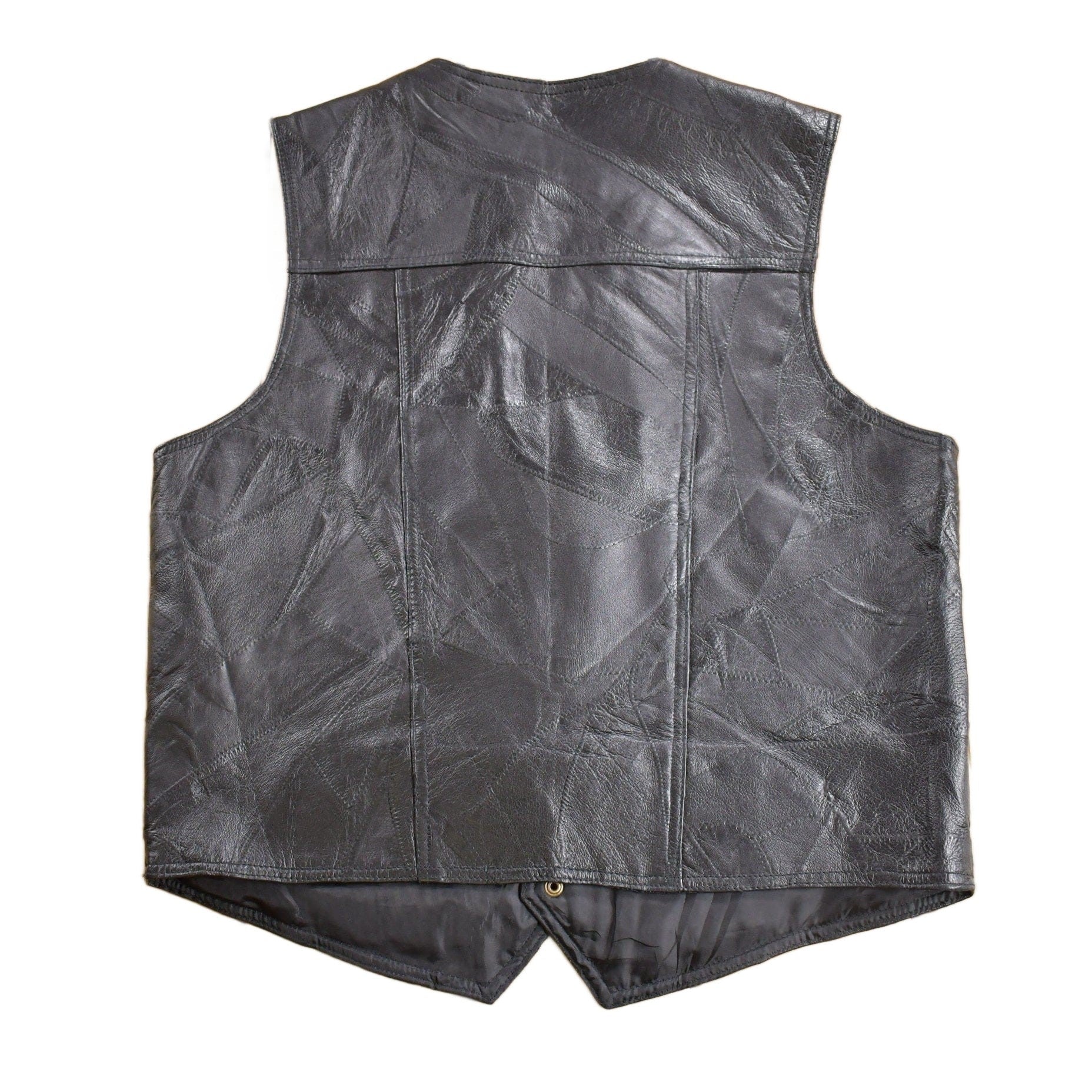 Vintage 1970s Black Leather Vest Men's Medium - Image 2