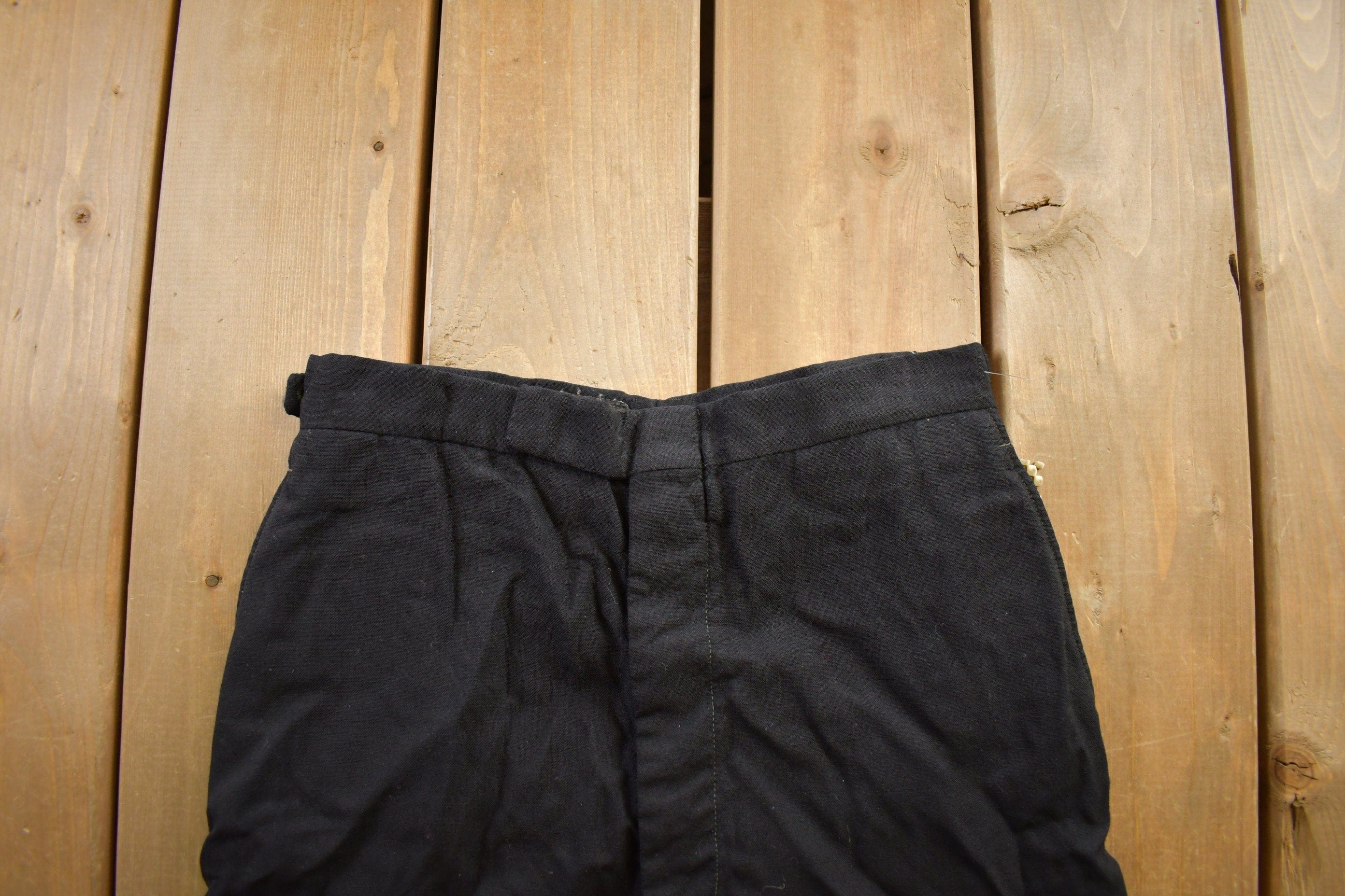 Vintage 1970s Black Wool Trousers Size 26x27 - Image 3