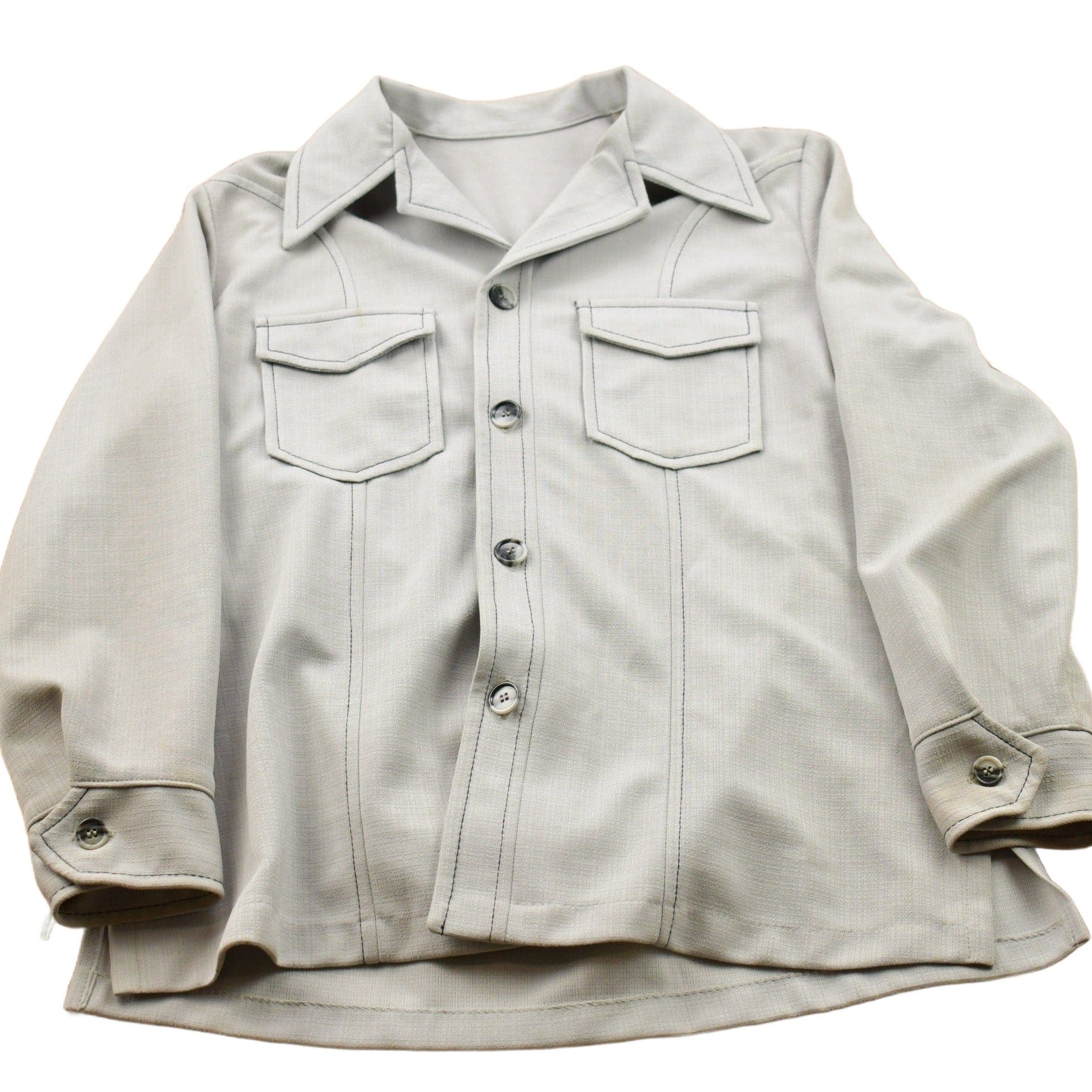 Vintage 1970s Blank Grey Button Up Shirt Men's S