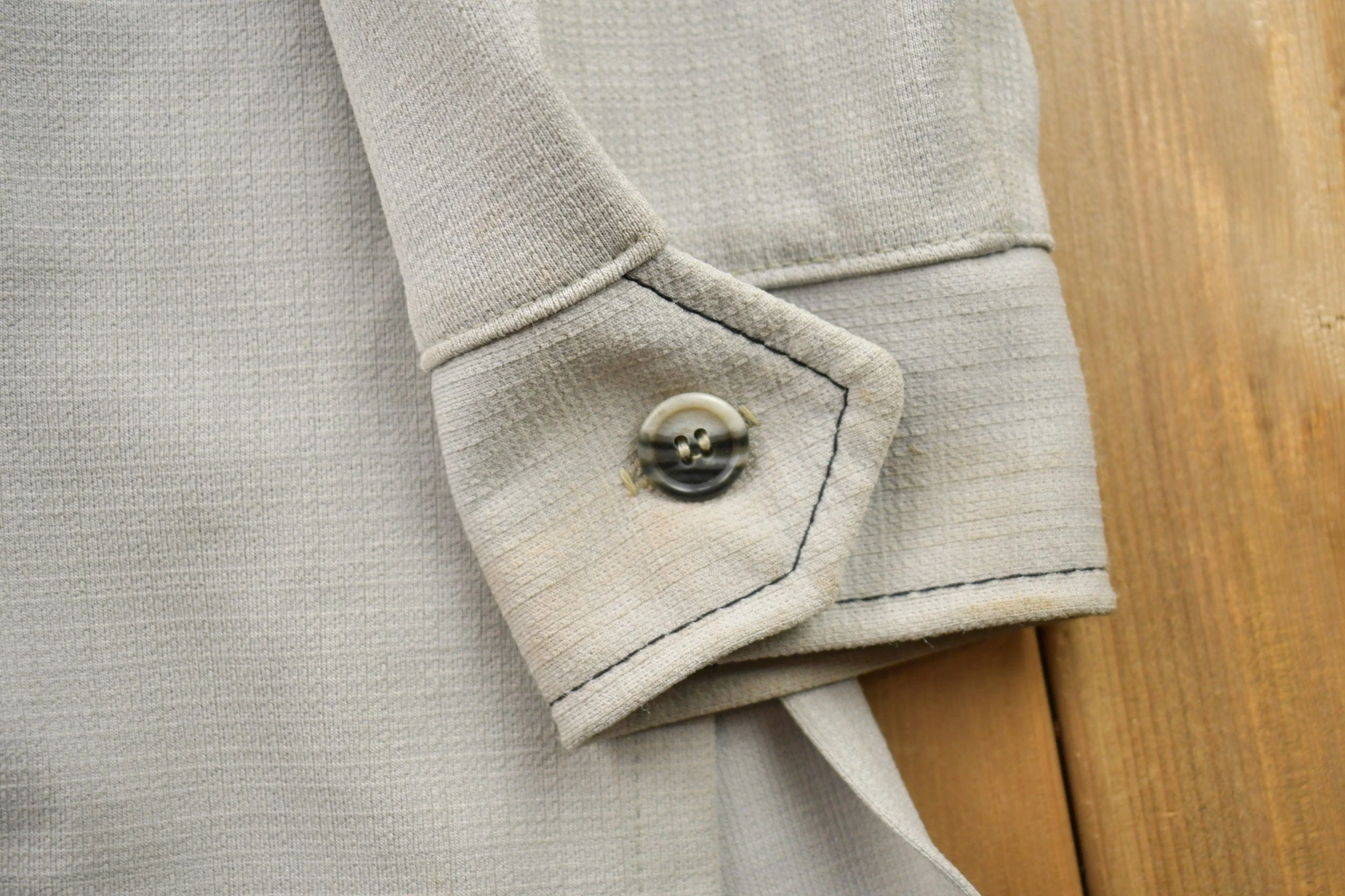 Vintage 1970s Blank Grey Button Up Shirt Men's S - Image 8