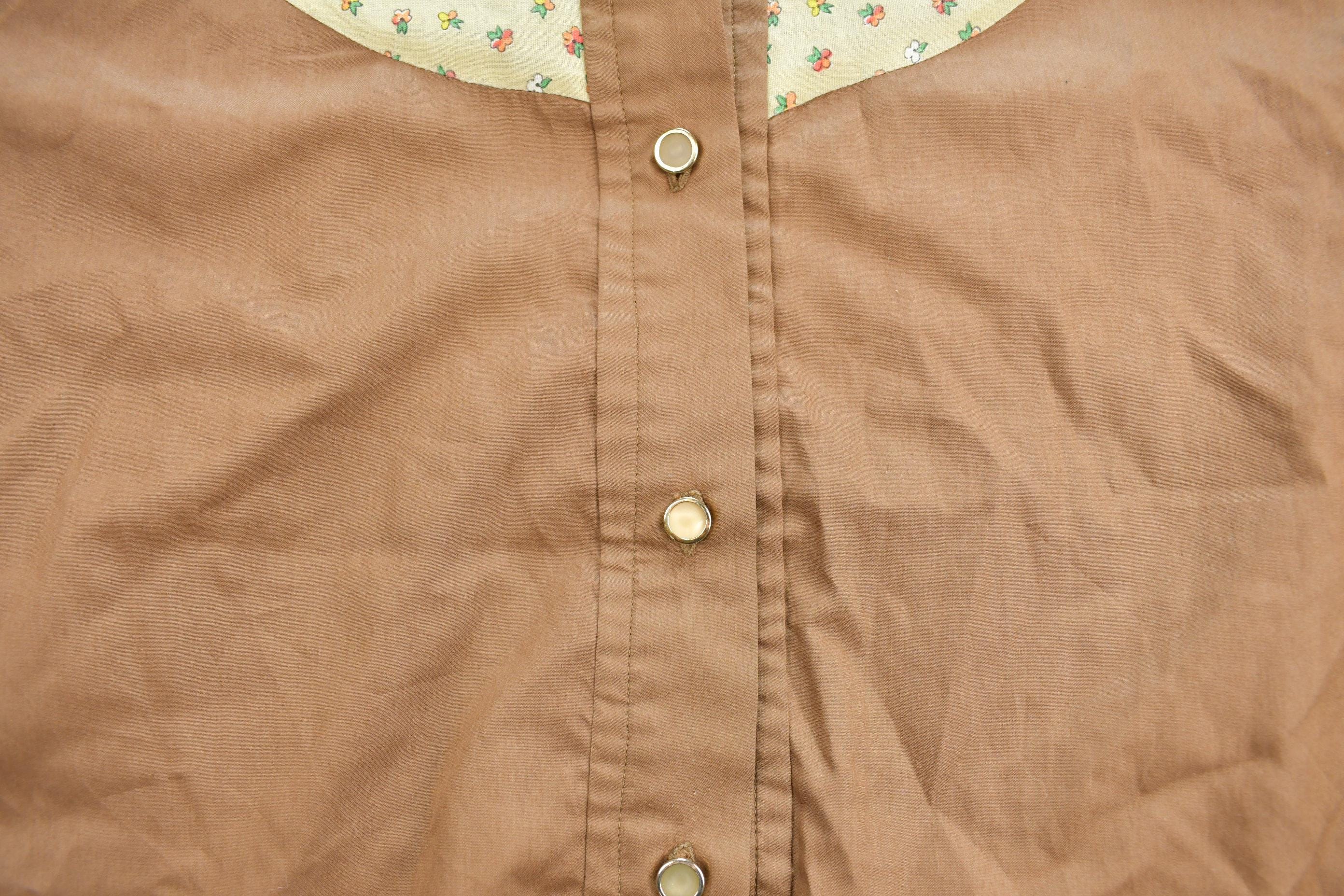 Vintage 1970s Blank Western Style Button Up Shirt Men's Medium - Image 3