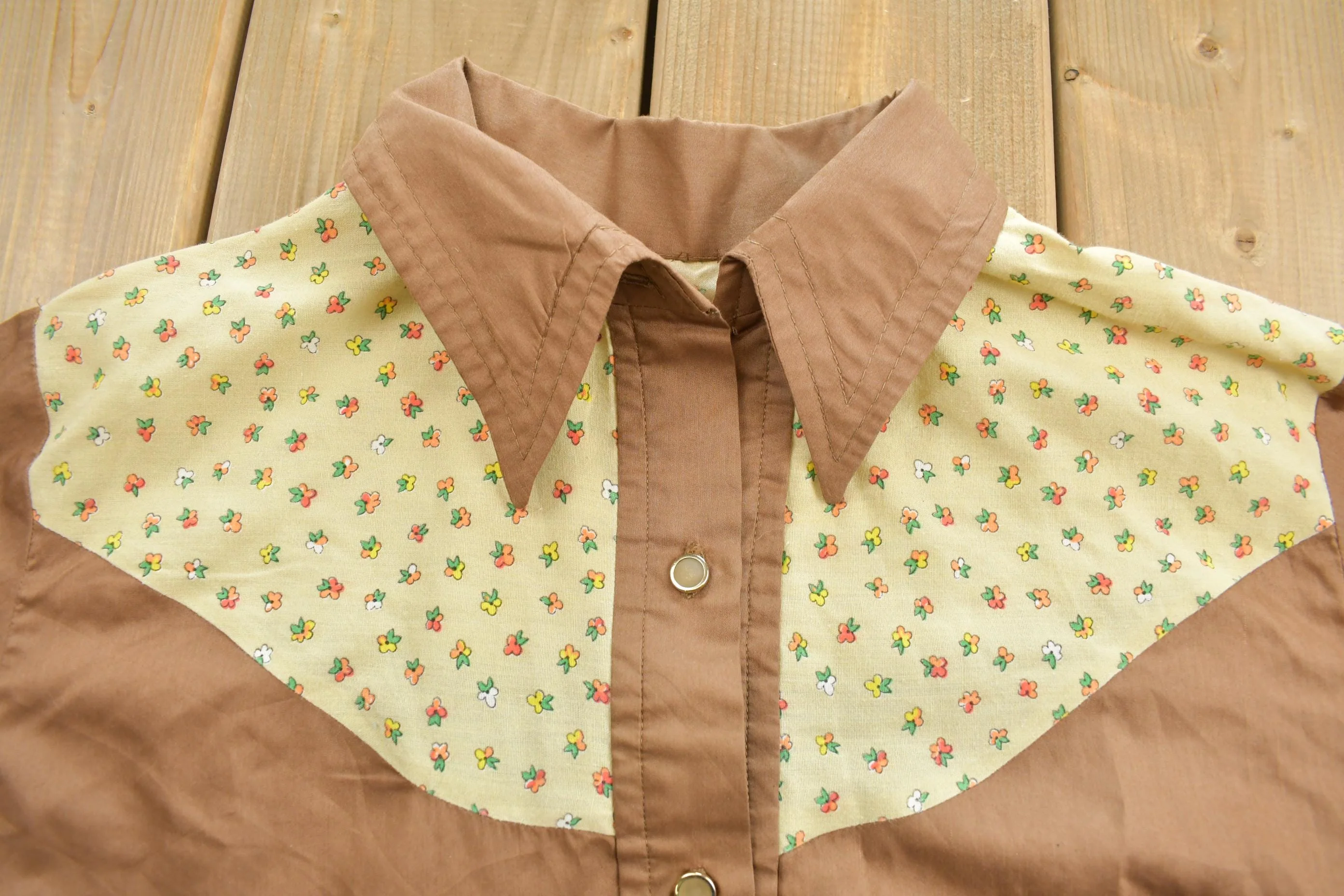 Vintage 1970s Blank Western Style Button Up Shirt Men's Medium - Image 5