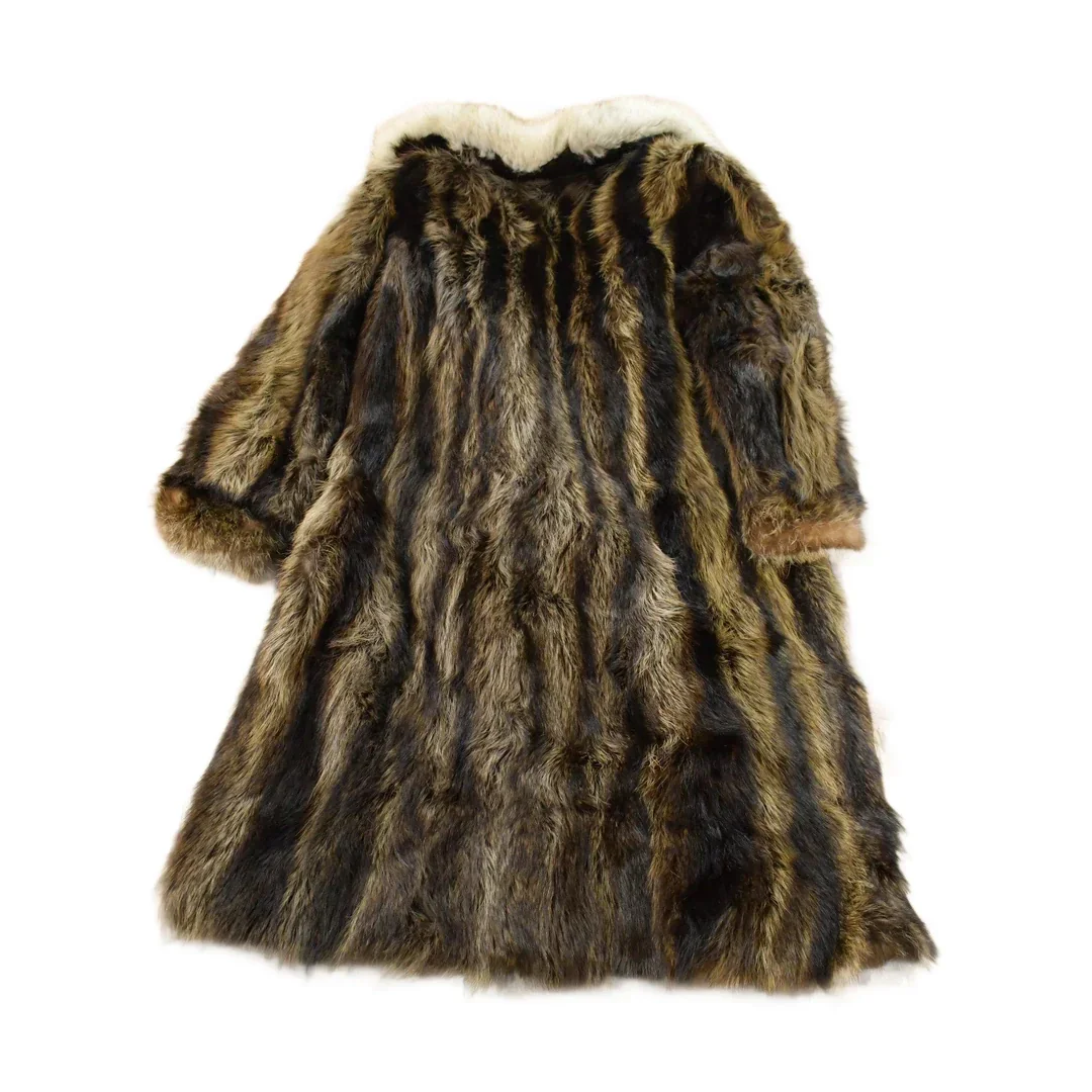 Vintage 1970s Brown Racoon Fur Coat Women's Medium - Image 2