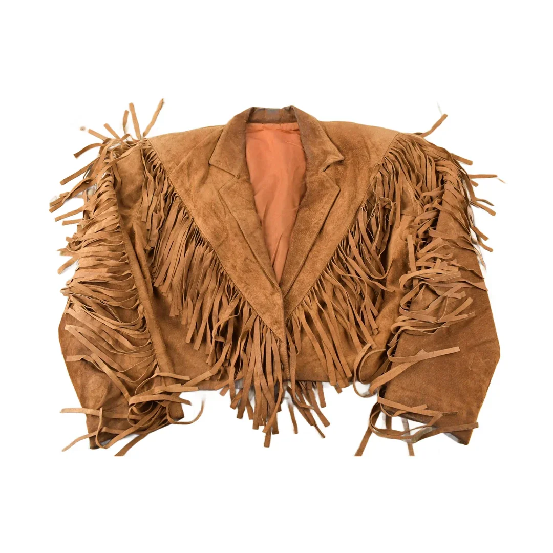 Vintage 1970s Brown Suede Fringe Leather Jacket