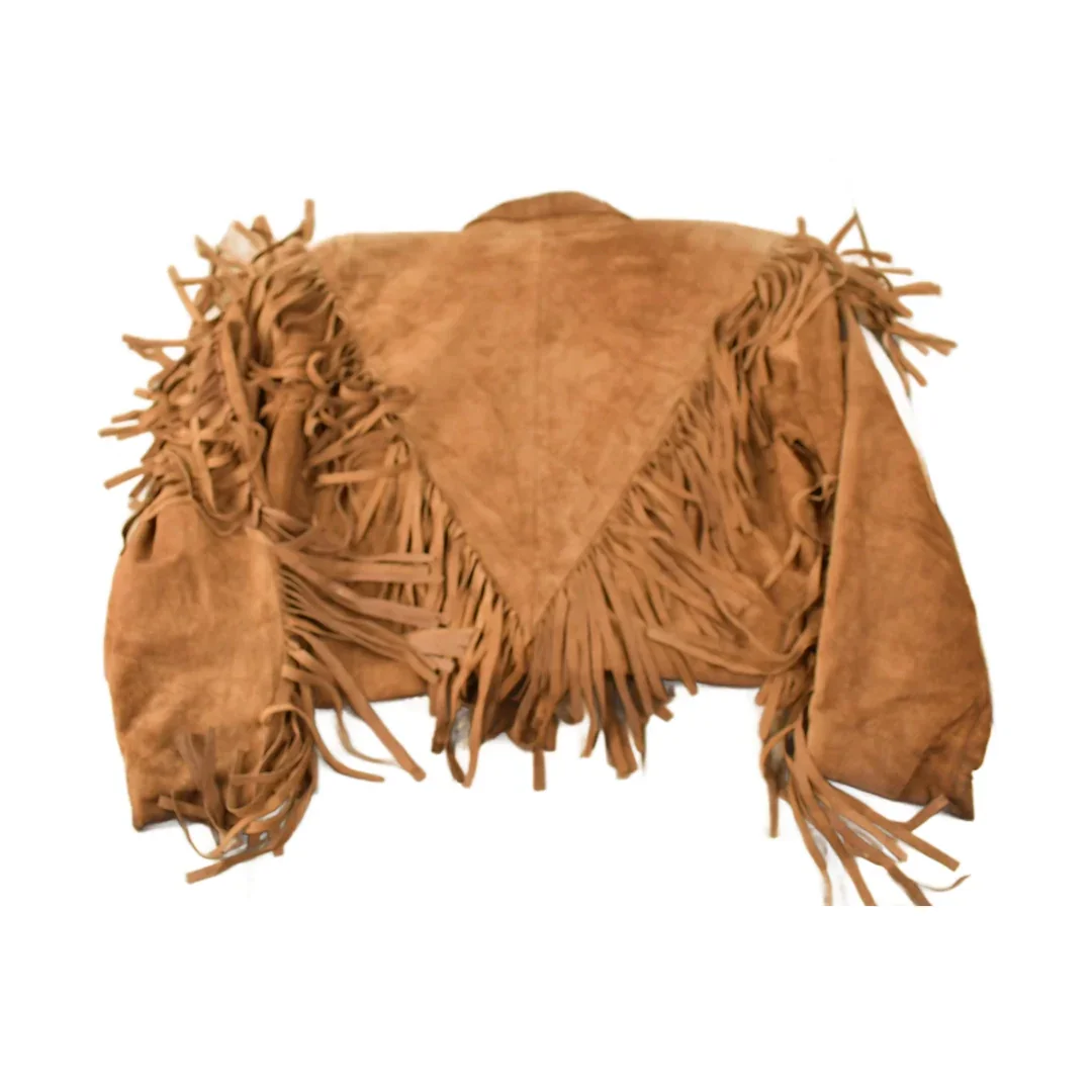 Vintage 1970s Brown Suede Fringe Leather Jacket - Image 2