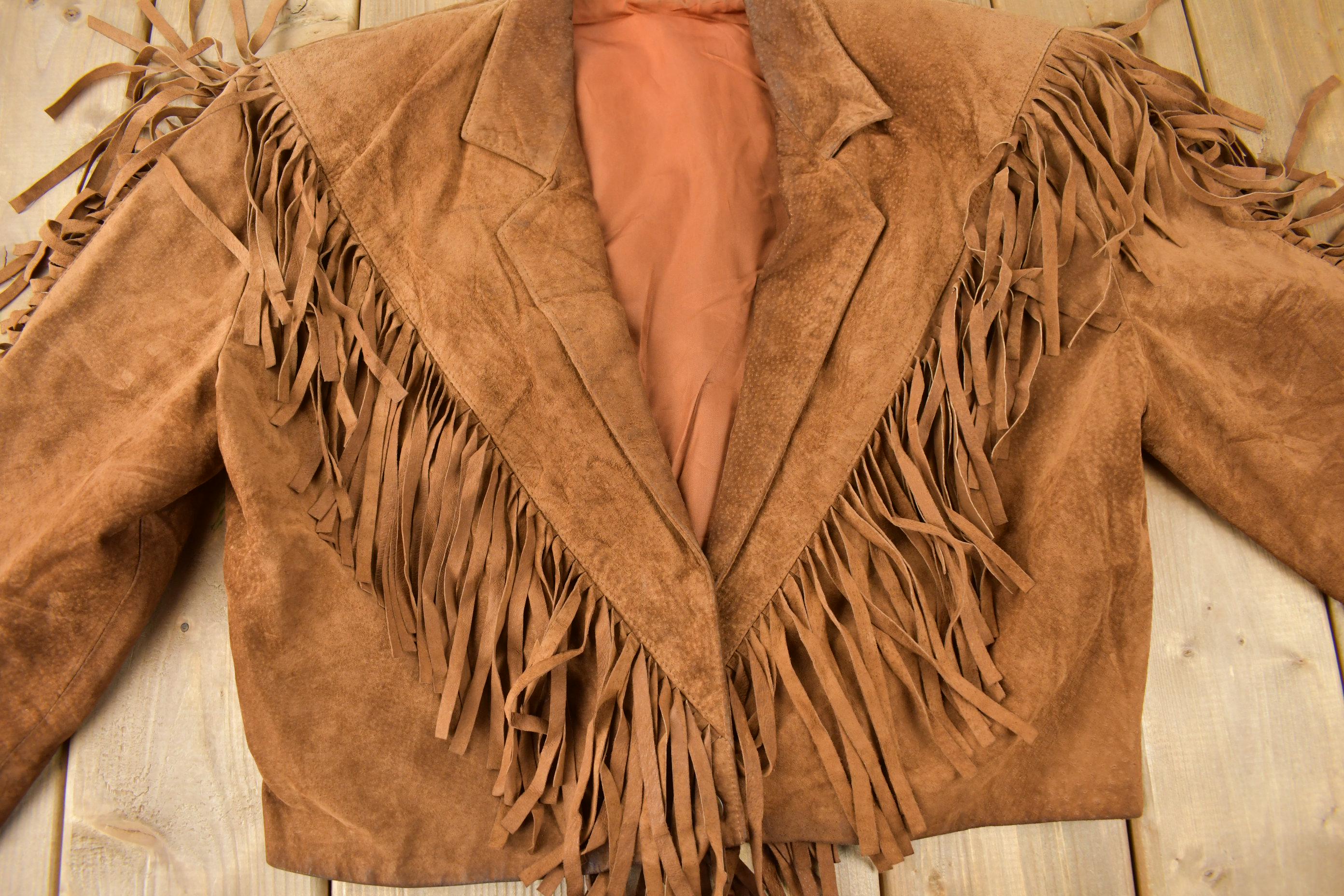 Vintage 1970s Brown Suede Fringe Leather Jacket - Image 3