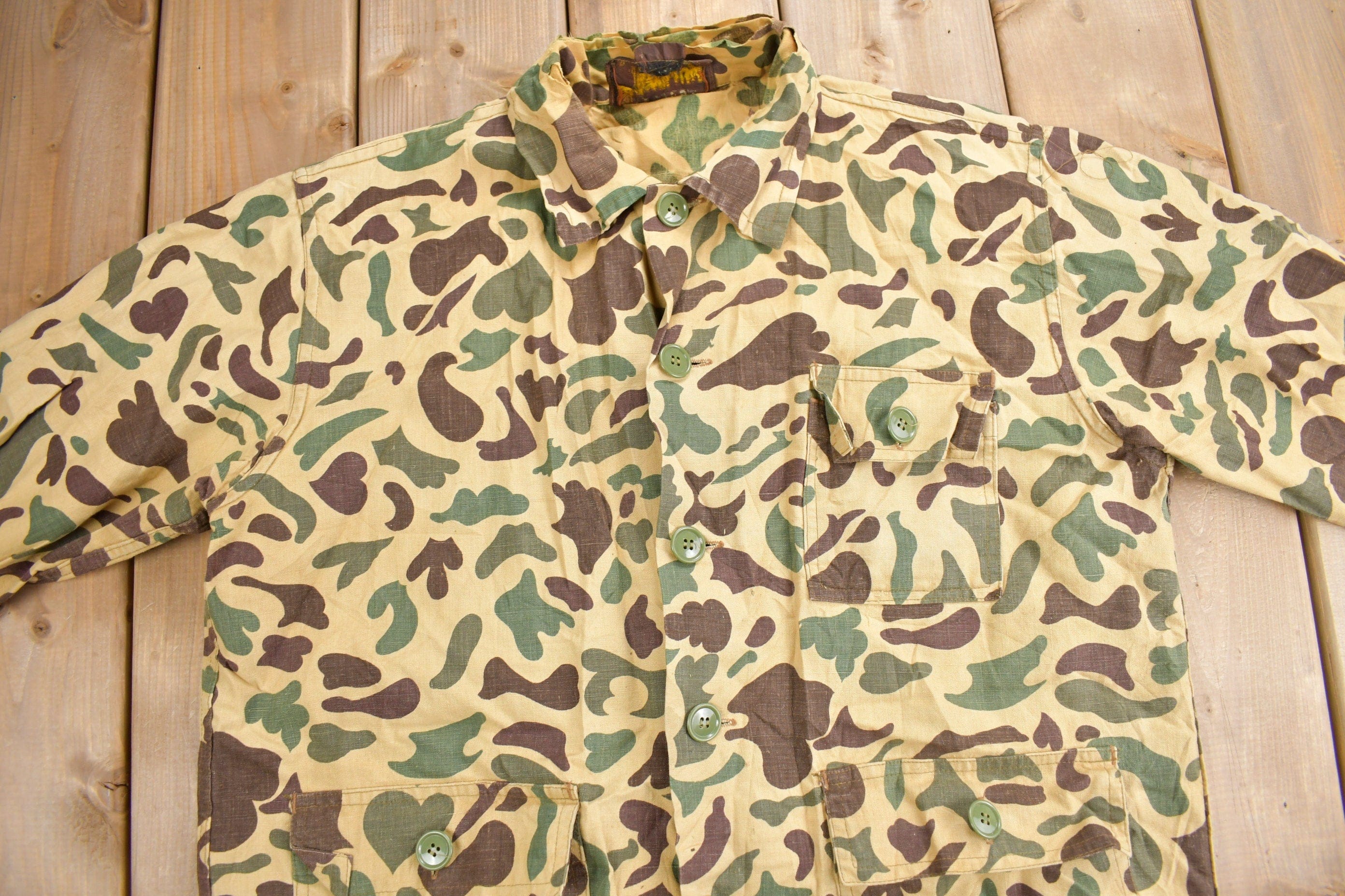 Vintage 1970s Caliber Duck Camo Button Up Shirt Men's M - Image 3