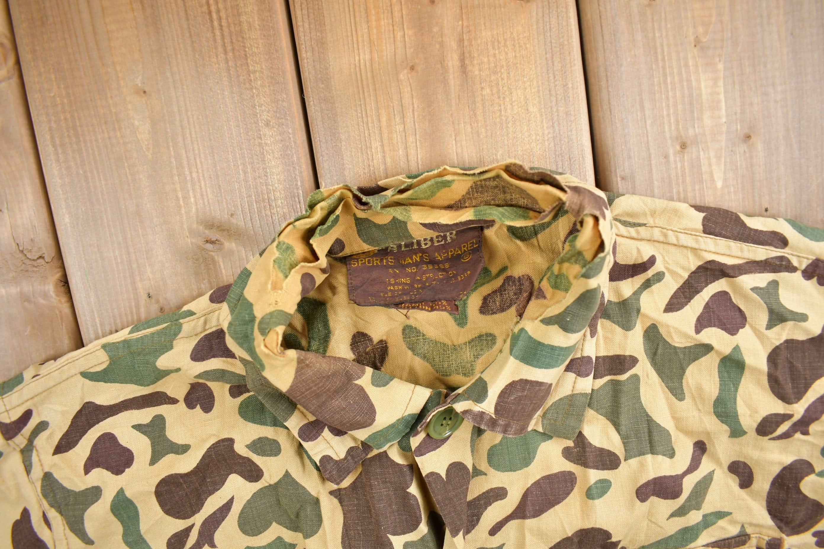 Vintage 1970s Caliber Duck Camo Button Up Shirt Men's M - Image 4