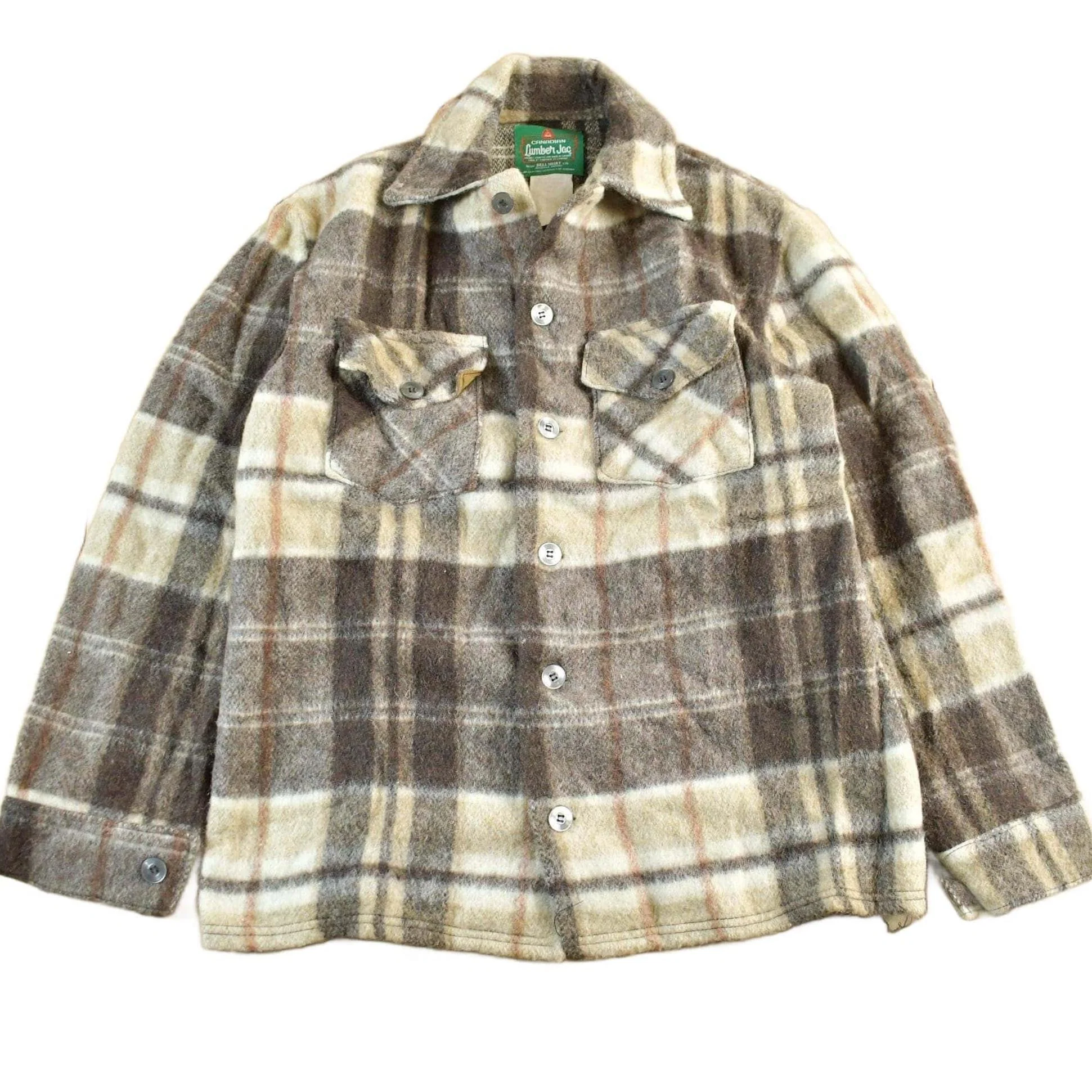 Vintage 1970s Canadian Lumber Jac Wool Flannel Shirt Jacket Men's Medium