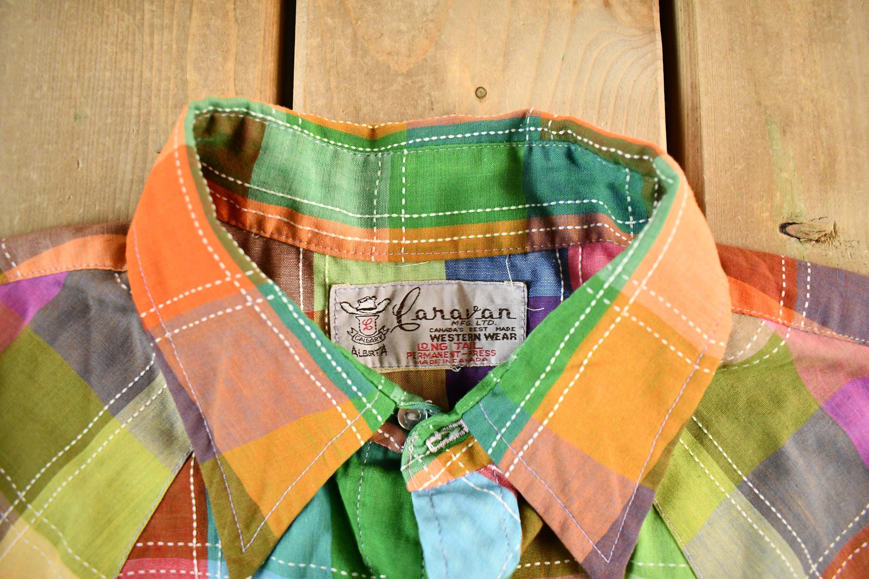 Vintage 1970s Caravan Western Pearl Snap Shirt Men's Large - Image 5