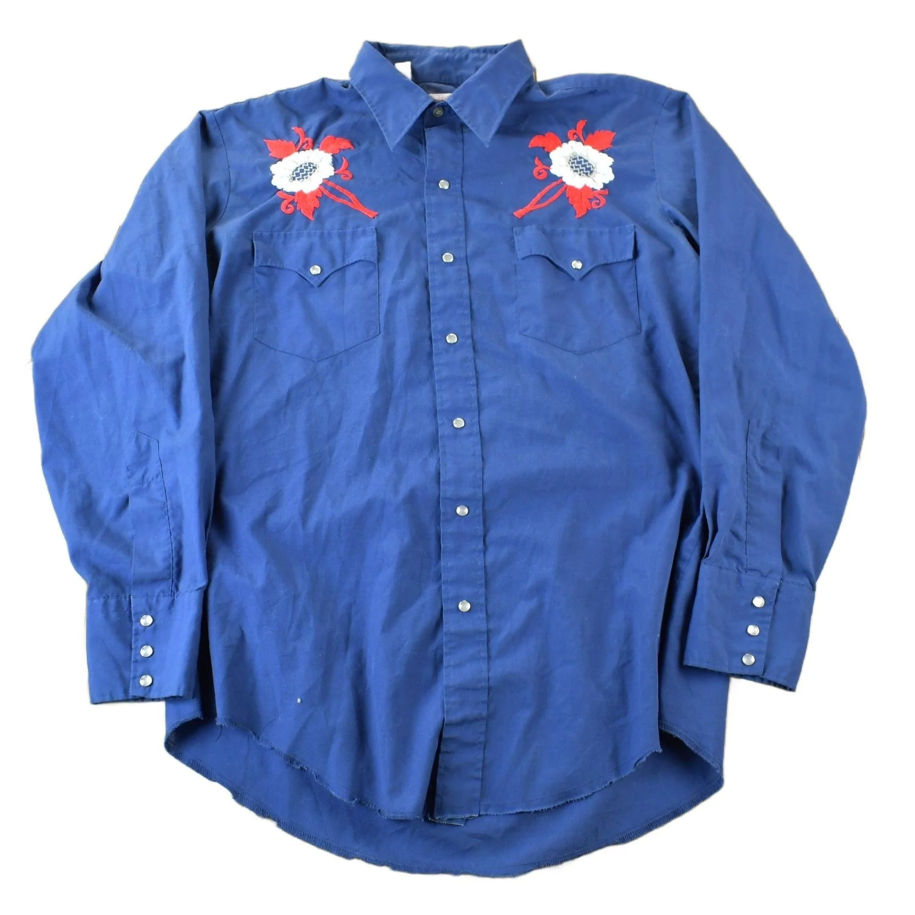 Vintage 1970s Chute #1 Western Wear Pearl Snap Embroidered Button Up Shirt Men's Large
