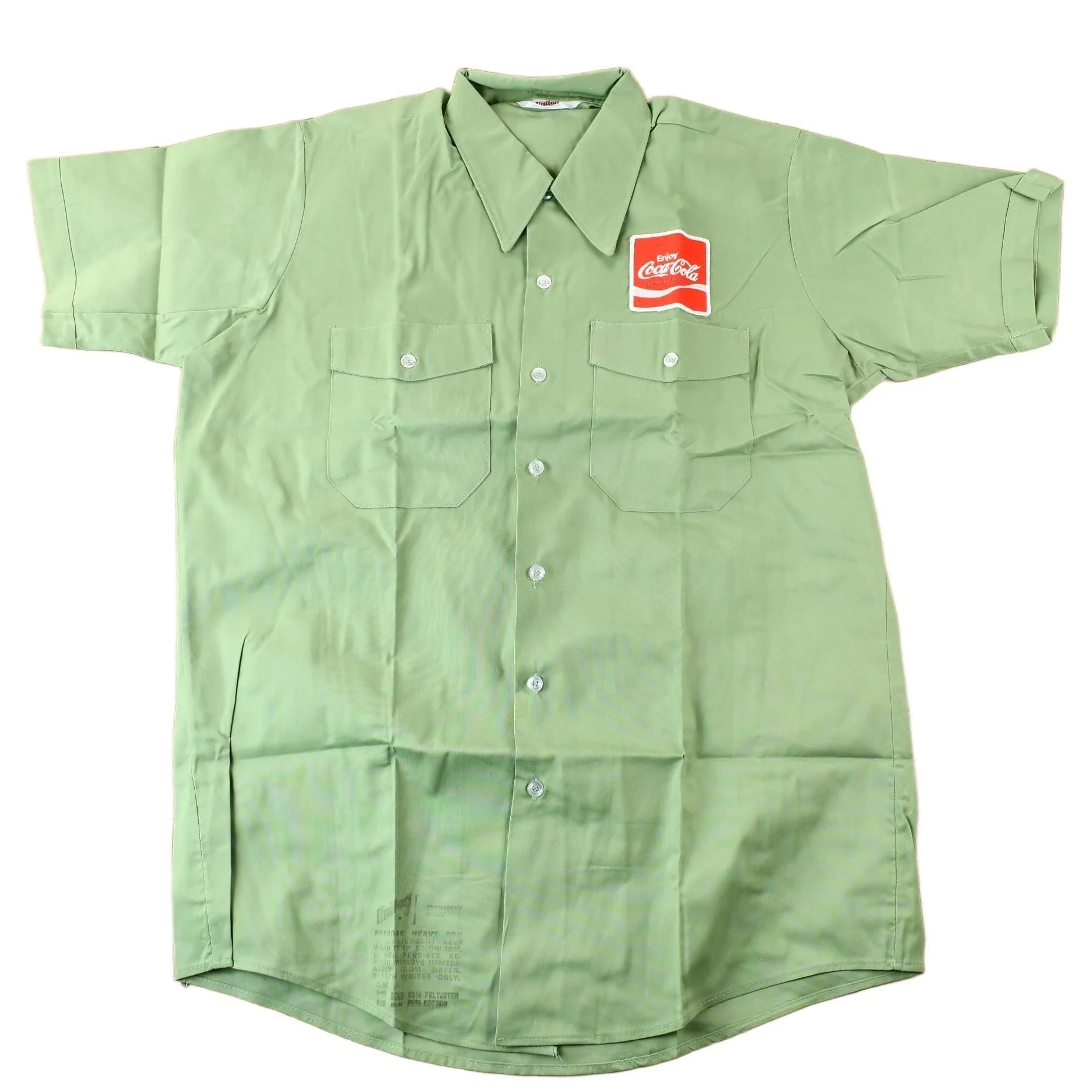 Vintage 1970s Coca Cola Embroidered Button Up Shirt Men's XL