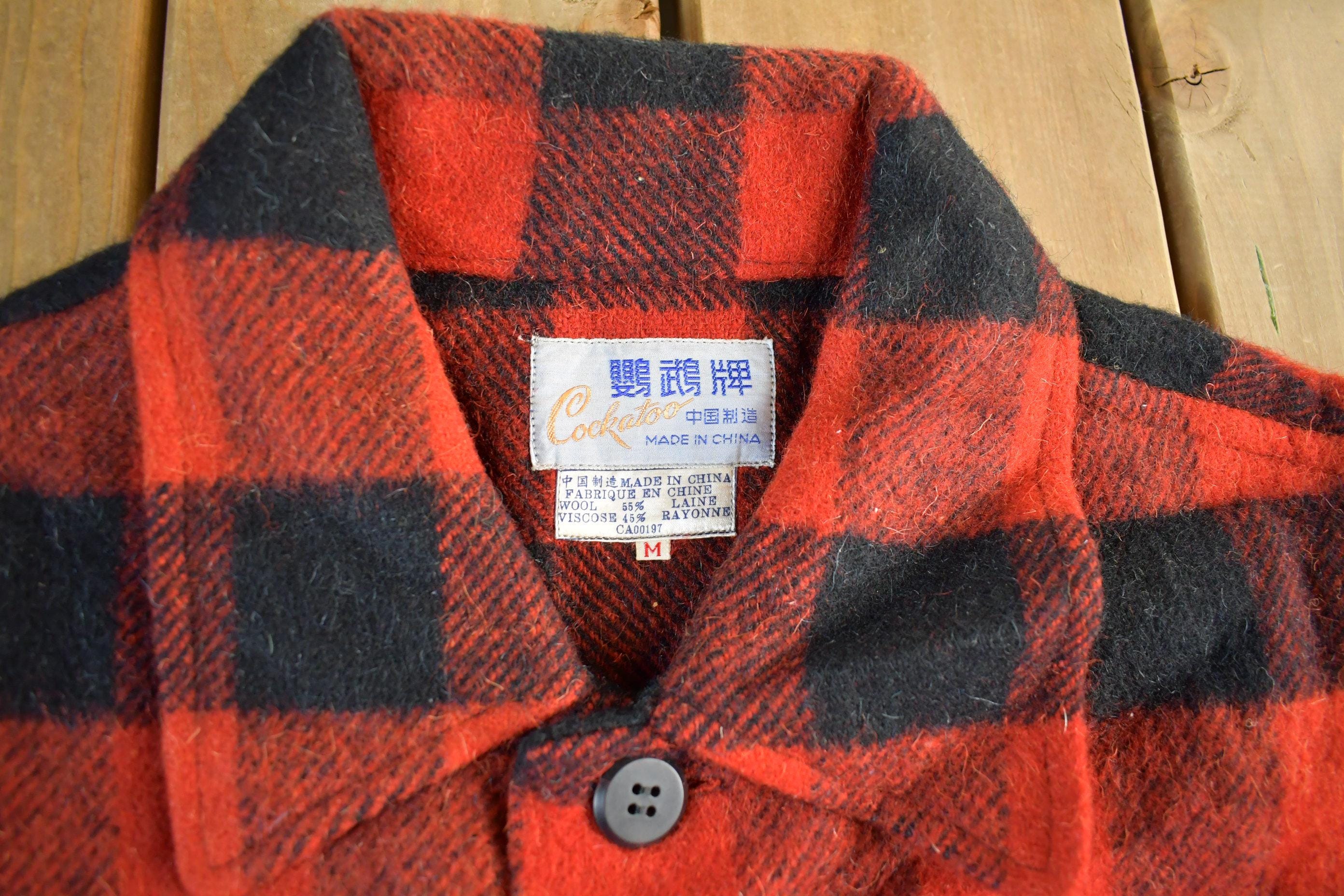 Vintage 1970s Cockatoo Wool Flannel Shirt Jacket Men's Medium - Image 5