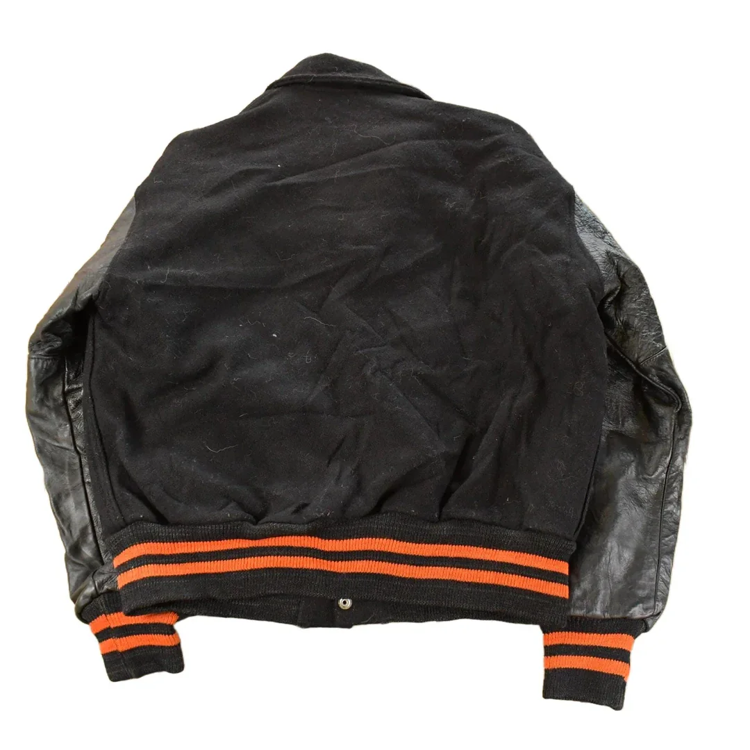 Vintage 1970s Collegiate Wool Leather Varsity Jacket Men's Medium - Image 2