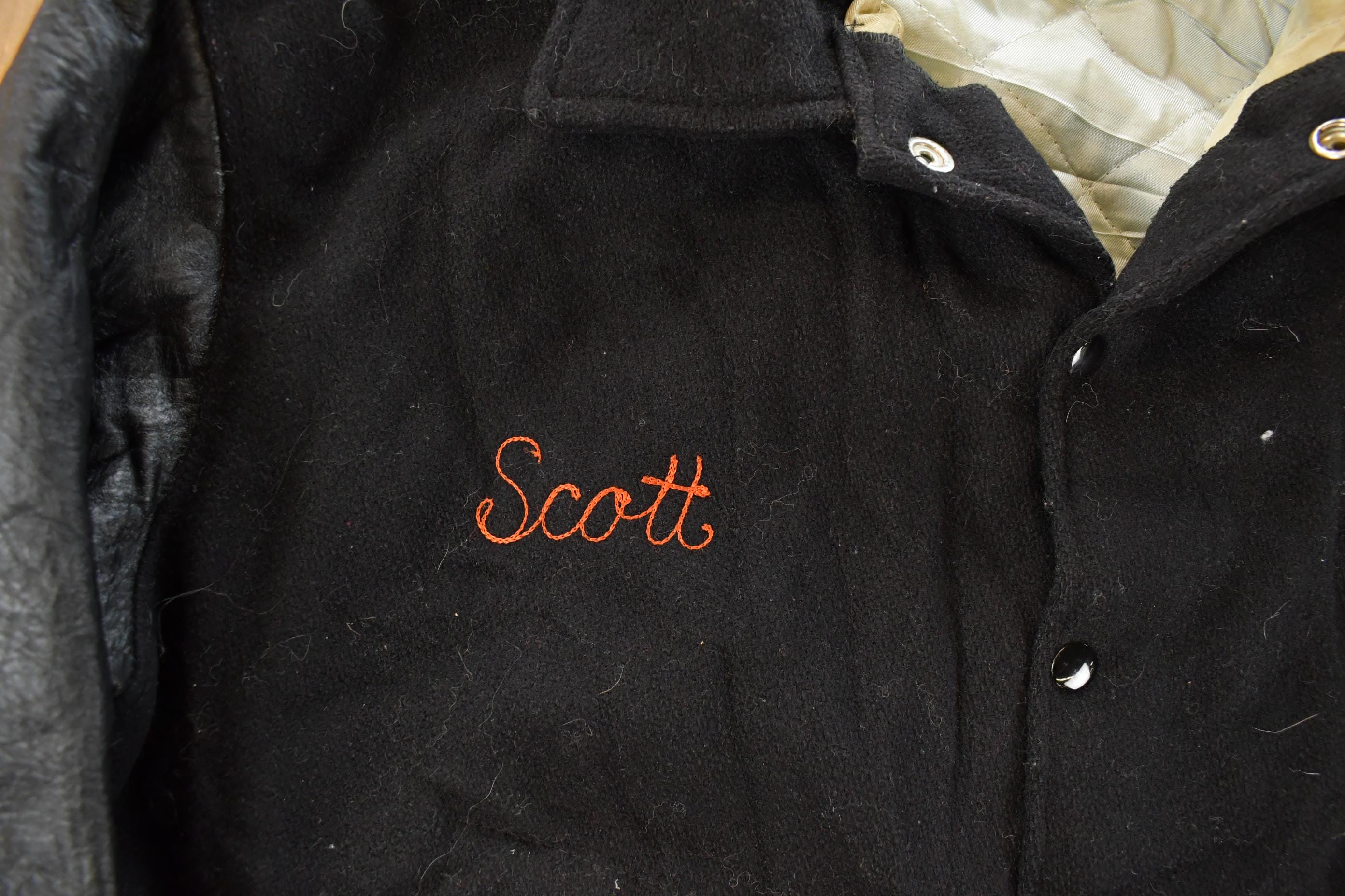Vintage 1970s Collegiate Wool Leather Varsity Jacket Men's Medium - Image 3