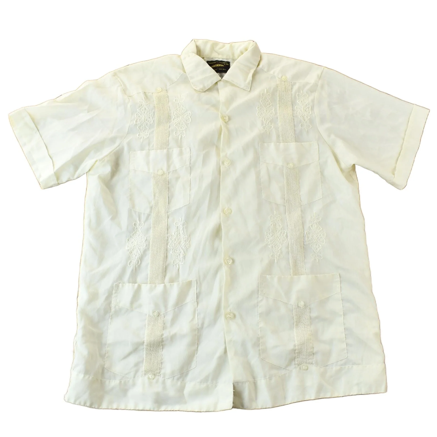 Vintage 1970s Continental Guayaberas Y Chazarillas Button Up Shirt Men's Large