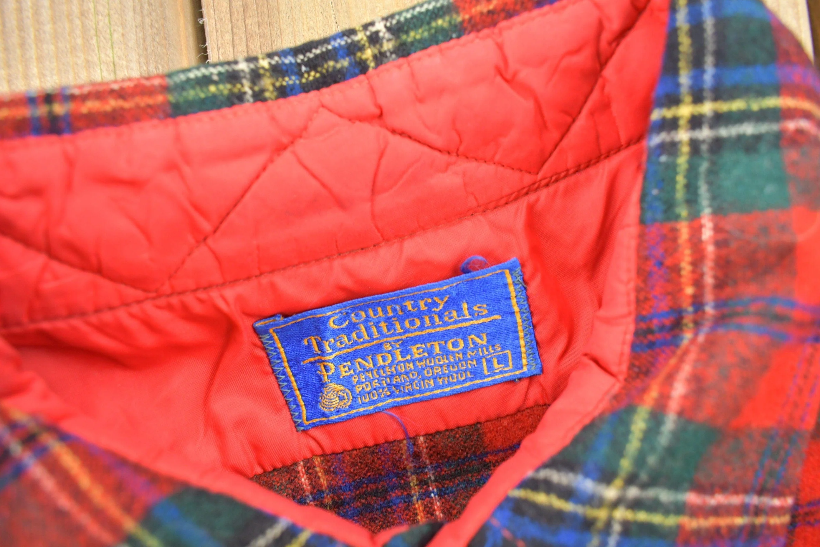 Vintage 1970s Country Traditionals Pendleton Plaid Button Up Board Shirt Men's Large - Image 5